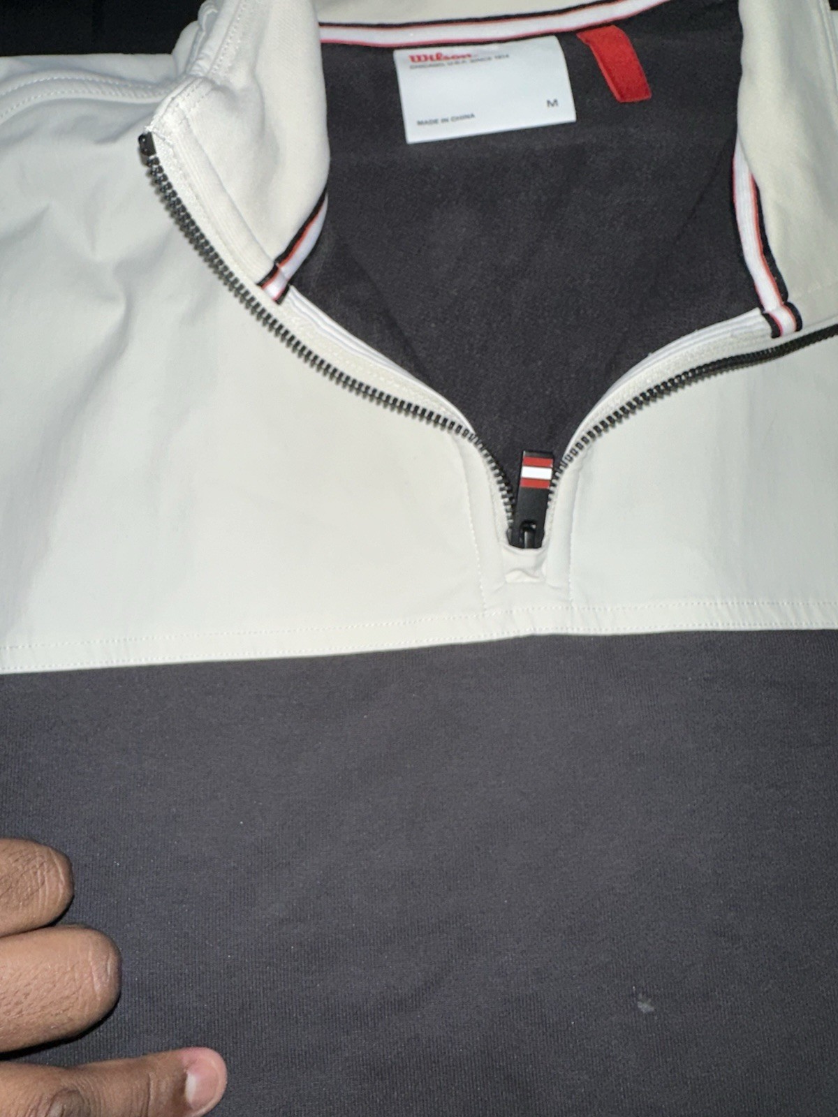 Wilson Mens Medium Quarter Zip Sweatshirt Colorblock Gray White Black Pullover M