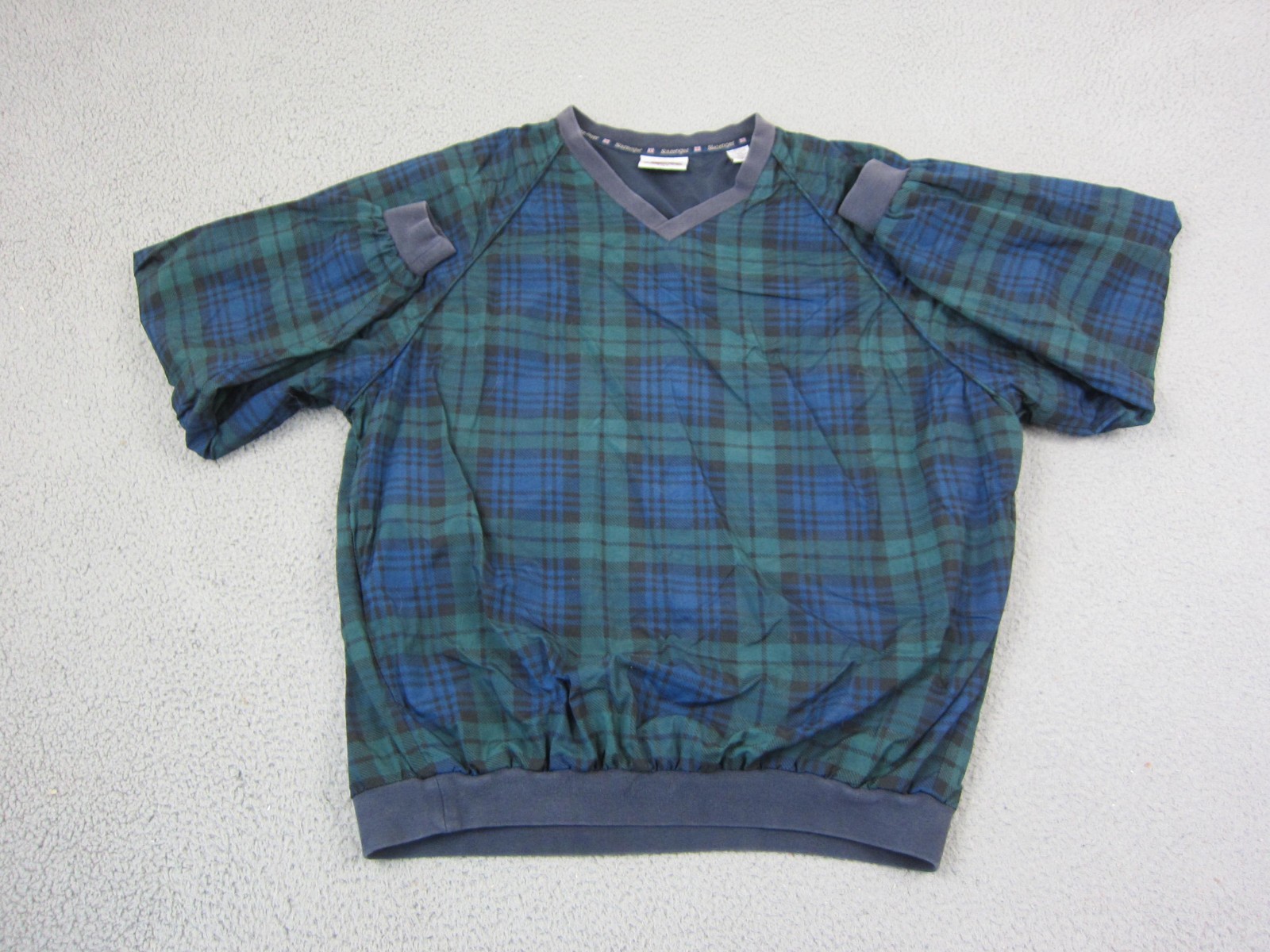 Vintage Slazenger Sweatshirt Mens Extra Large XL Blue Green Plaid Golfing Golf