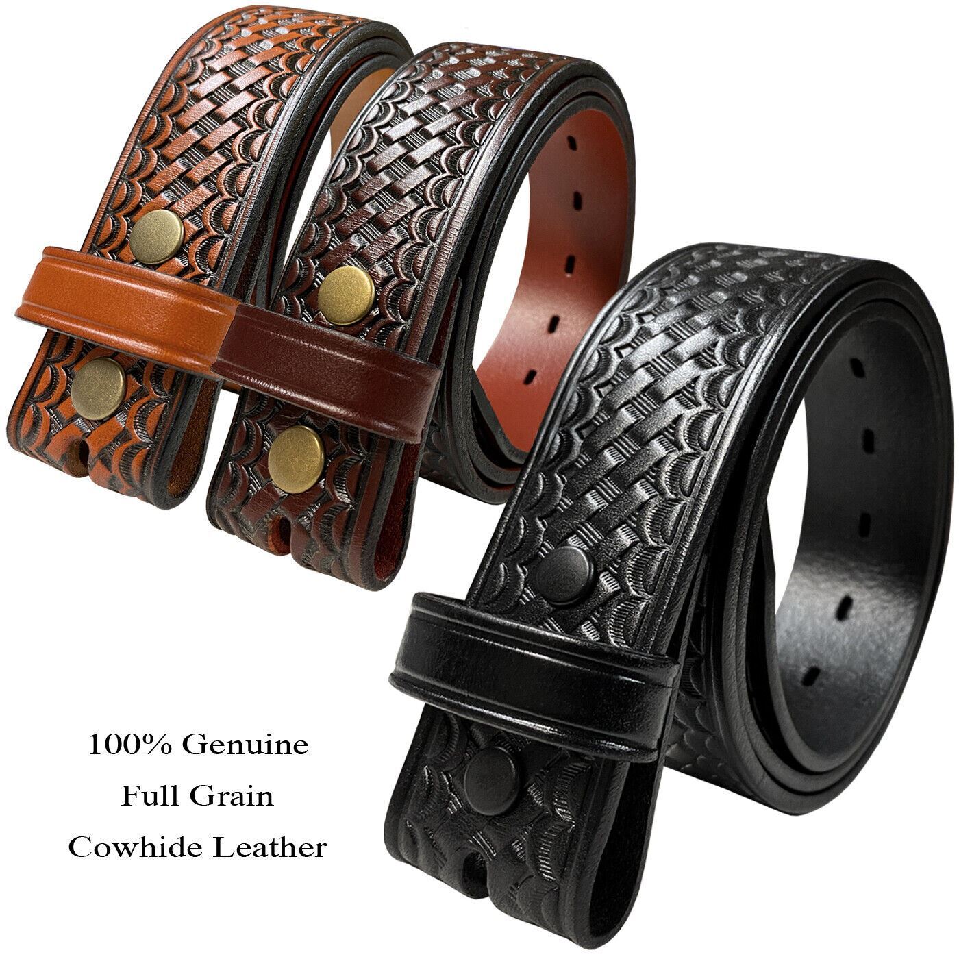 Basketweave One Piece Full Grain Cowhide Leather Belt Strap 1-1/2″(38mm) Wide