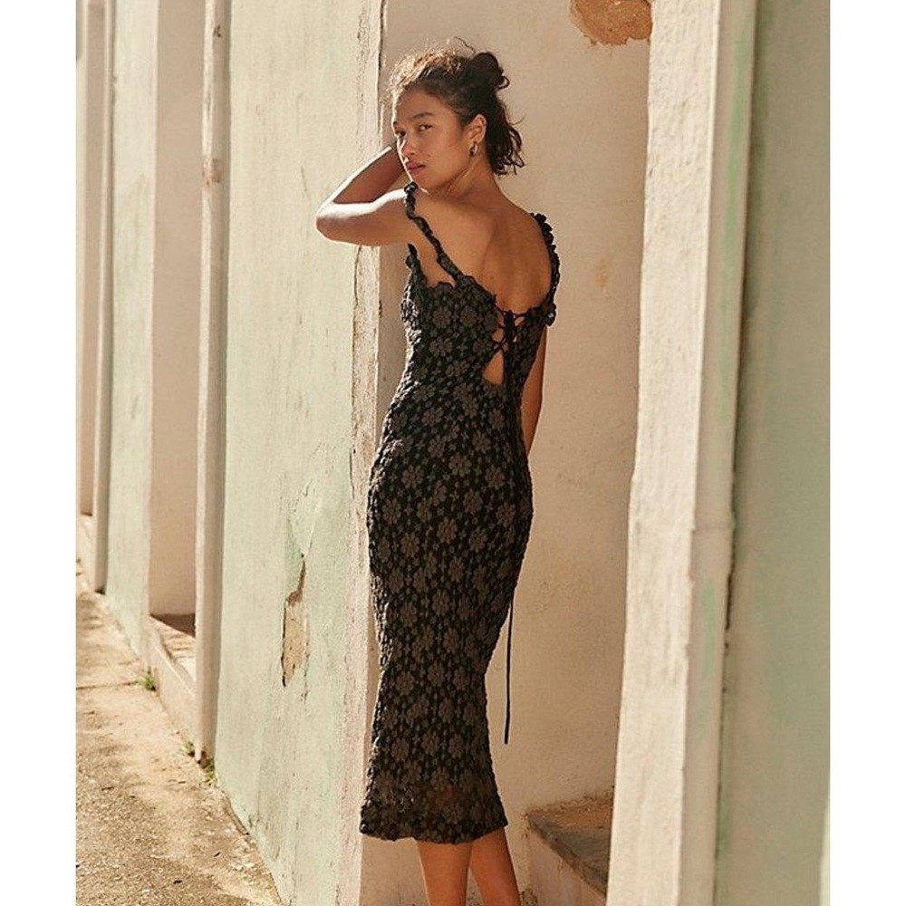Free People crochet bodycon midi dress