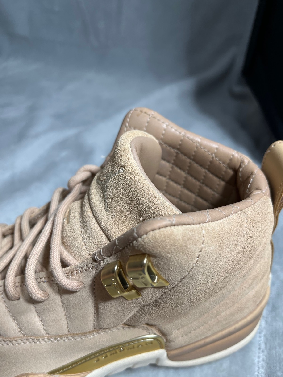 Nike Air Jordan 12 Retro Wheat Blush Beige Suede Gold Women Sneakers US 7 EU 38