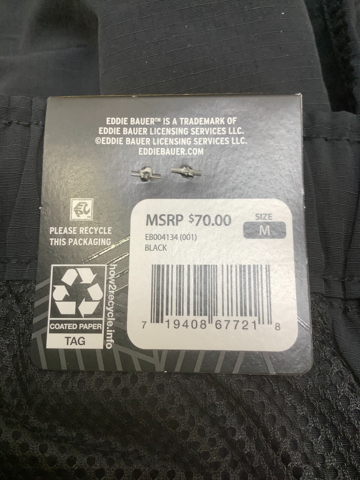 Eddie Bauer Men’s Ripstop Tech Pull On Short, Medium, Black, Free Shipping!!!