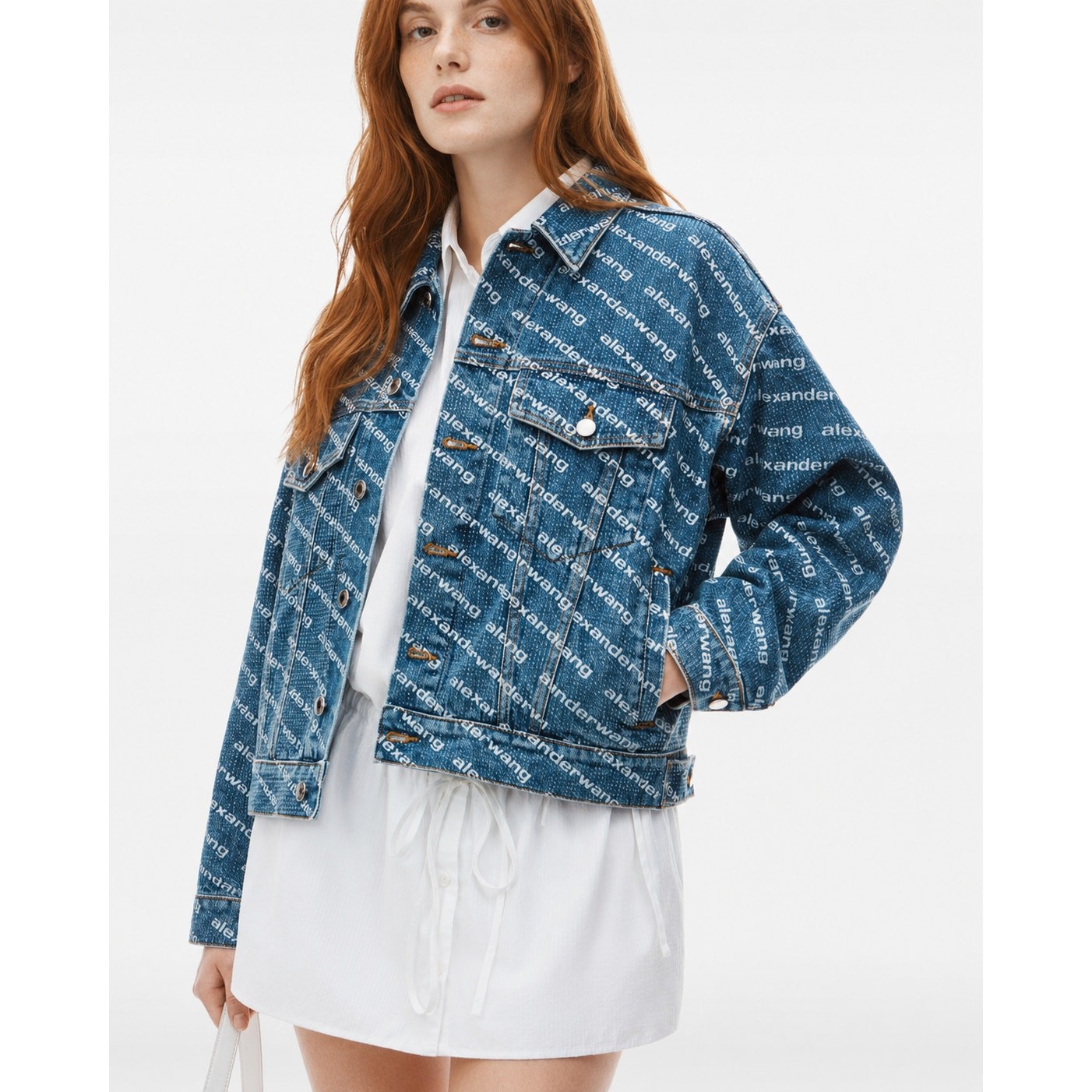 Pre-Loved Alexander Wang Falling Back Logo Indigo Blue Denim Jacket