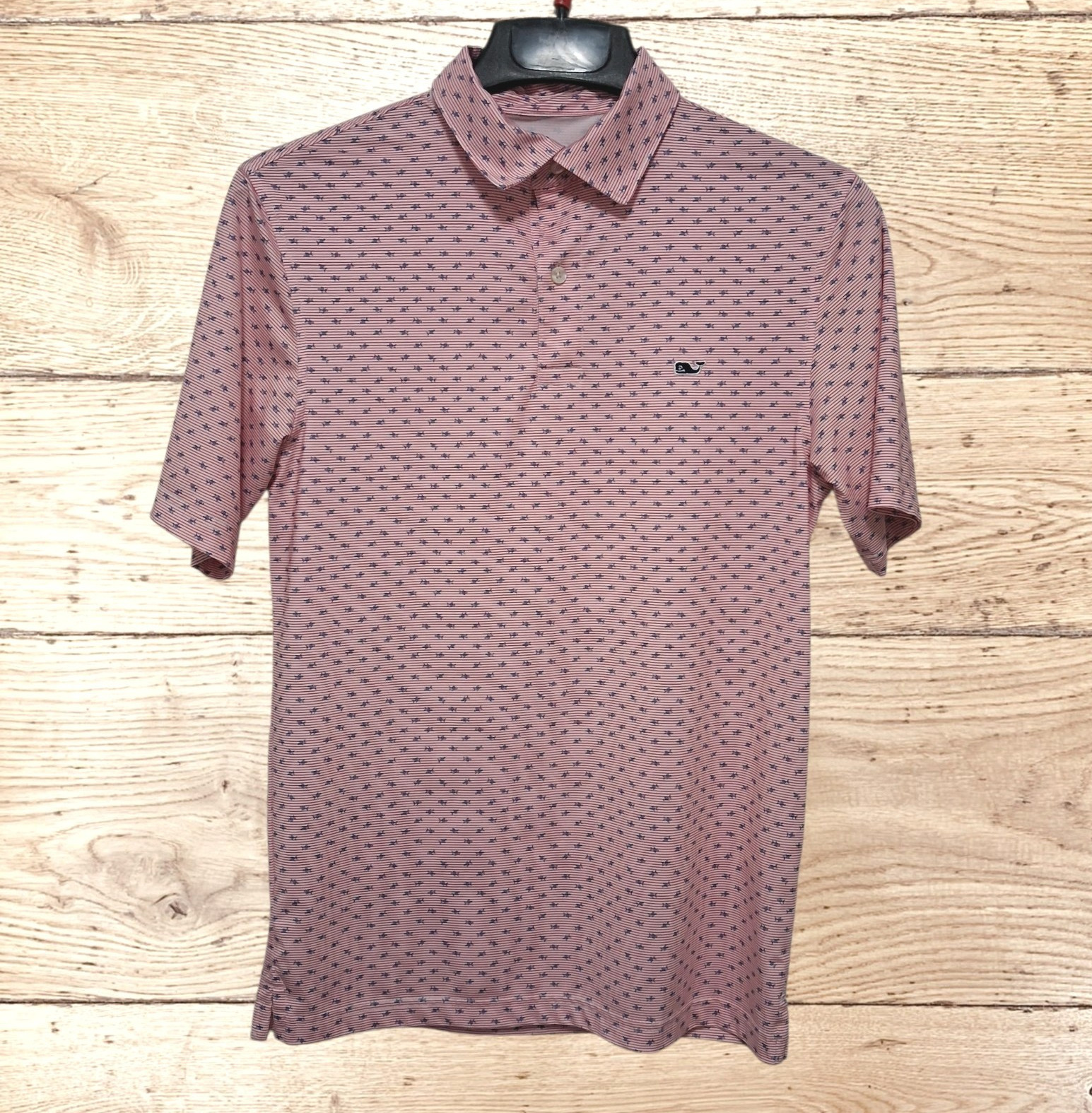 Vineyard Vines Performance Polo Shirt Mens XS Red Stripe Whale Golf Stretch