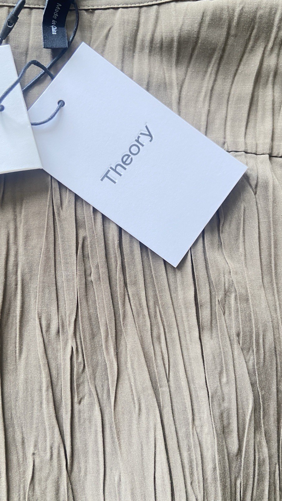 NWT Theory Pleated Shirt Green Khaki Size M