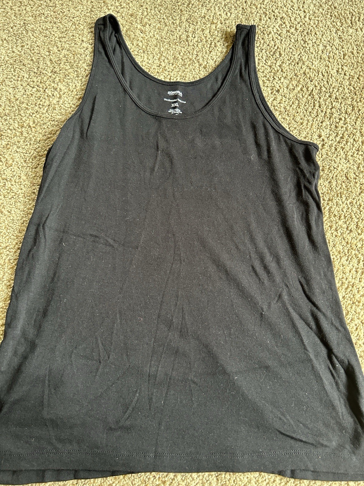Sonoma Goods For Life Women’s Black Solid Scoop Neck Stretch Tank Top 2XL