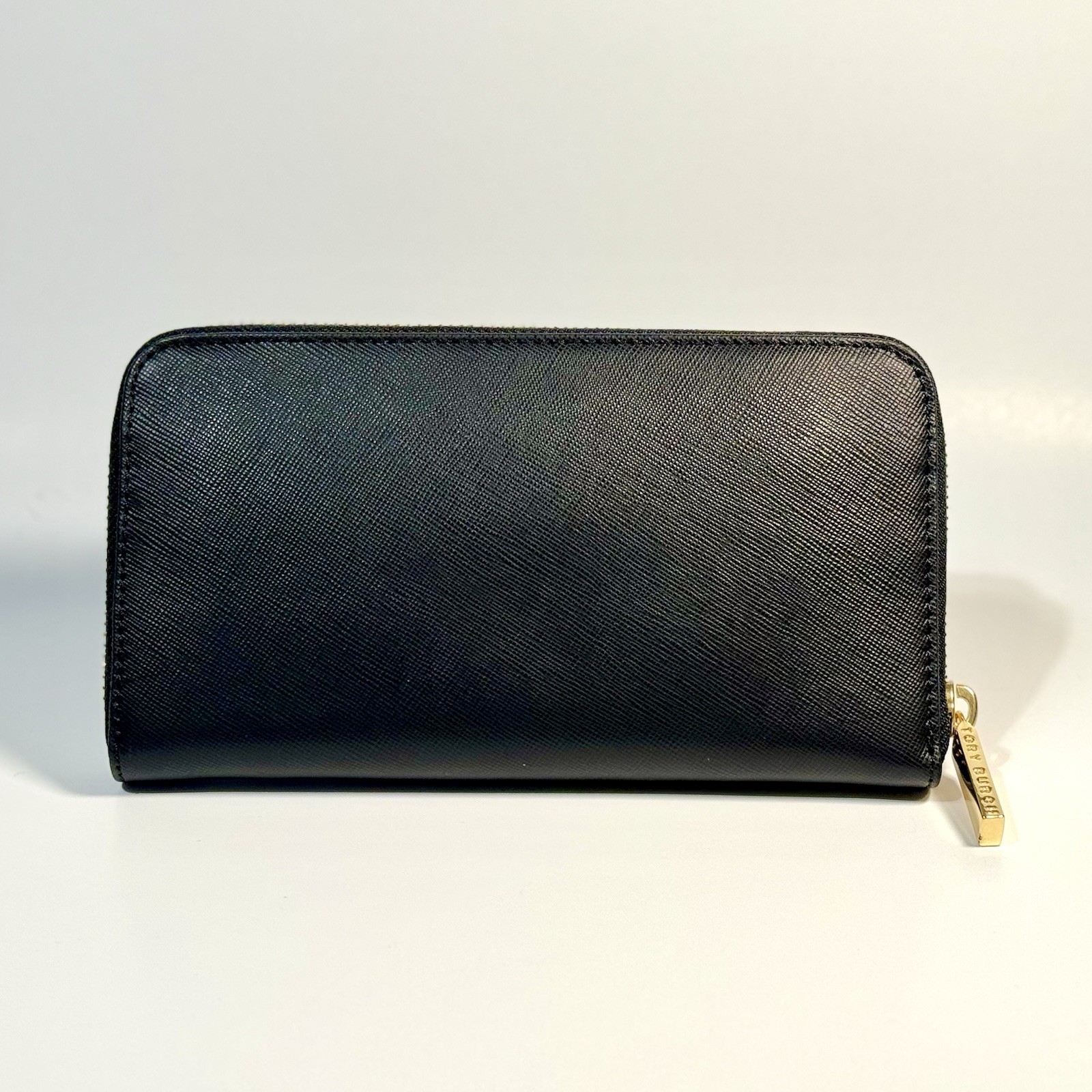 Tory Burch Robinson Small Logo Zip Continental Wallet Black NWT