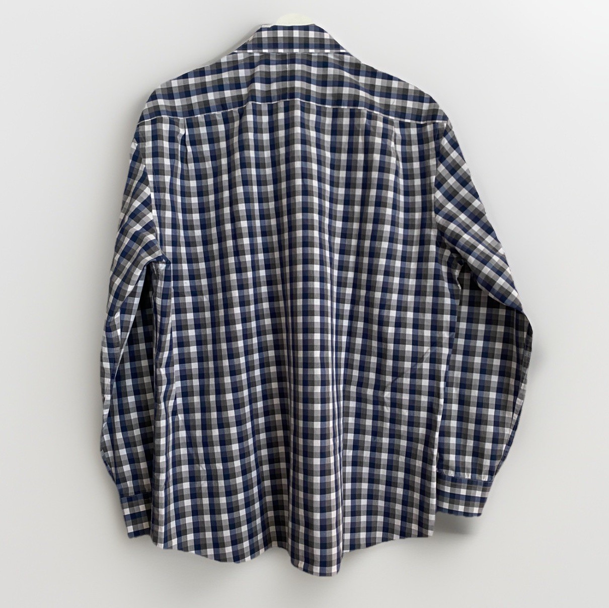 Todd Snyder NY Melange Yarns Gingham Check Shirt Blue Grey Mens Large 16.5 32/33