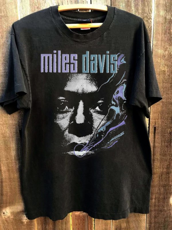 Miles Davis Jazz Music tee 90s Basic Black T shirt rare Design tee NH26979