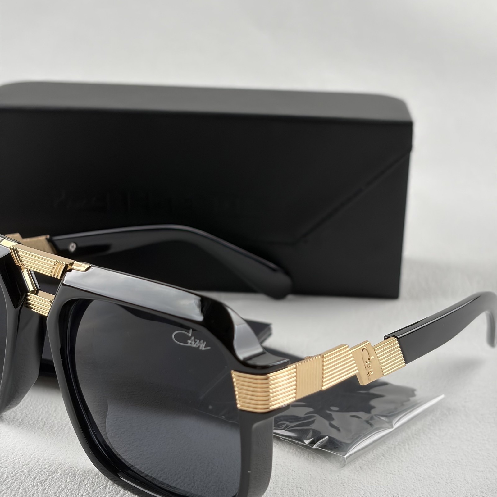 Cazal Sunglasses Black Crystal & Gold Frame Black Lens Men’s Women’s Eyewear