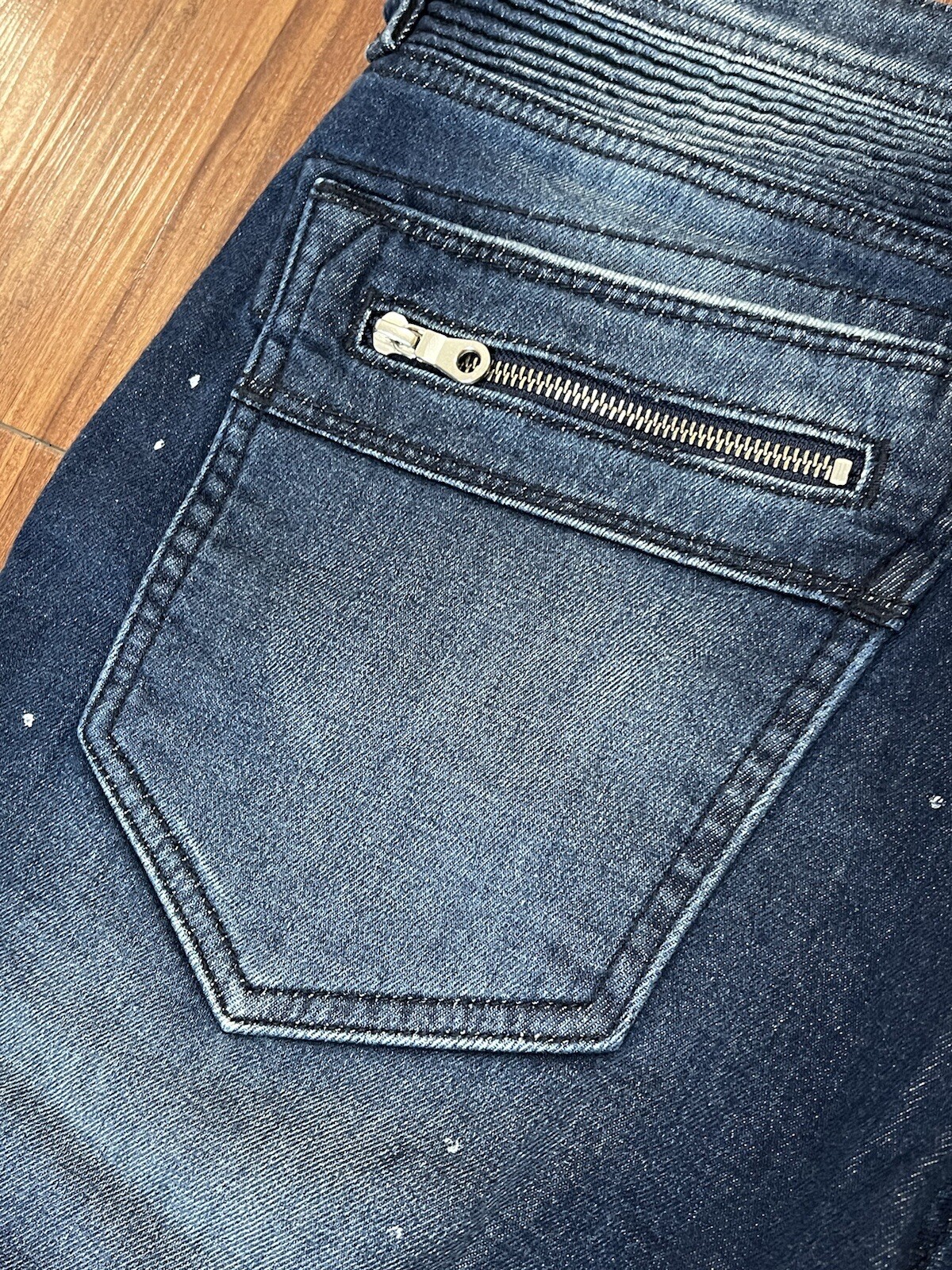 Rock Revival Moto Distressed Rip Zipper Vaclar Jeans RR Motorcycle Biker 32×31