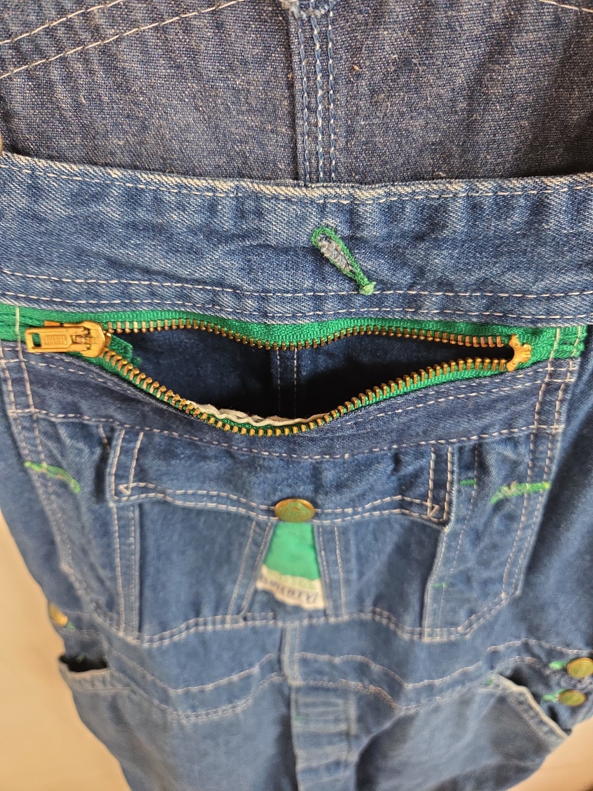 Vintage Liberty Overalls Mens 34×30 Blue Denim Bibs Work Farm Outdoor USA Made