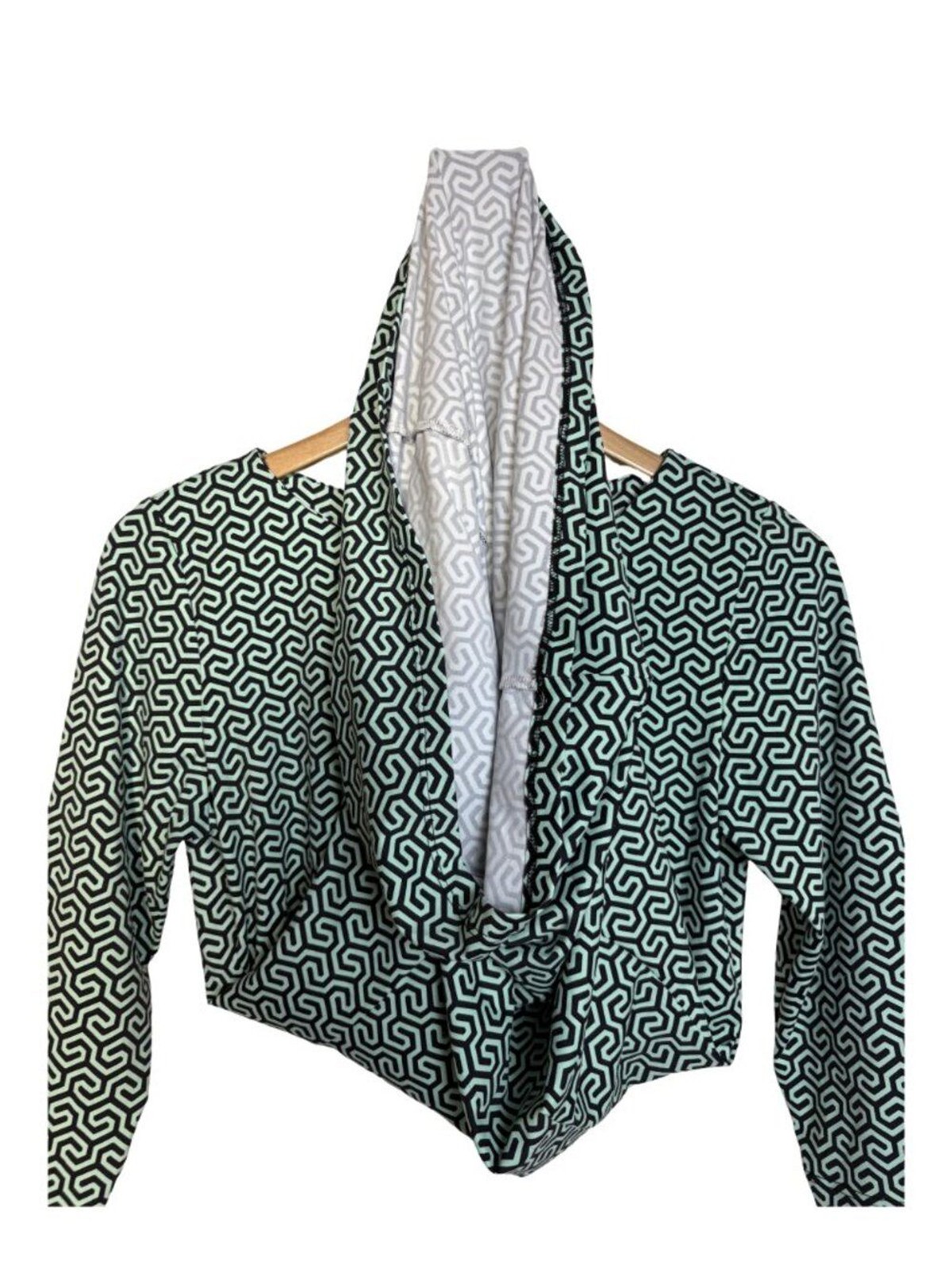 J.McLaughlin Catalina Cloth Ruched Dress Women Small Mint Black Geometric Print