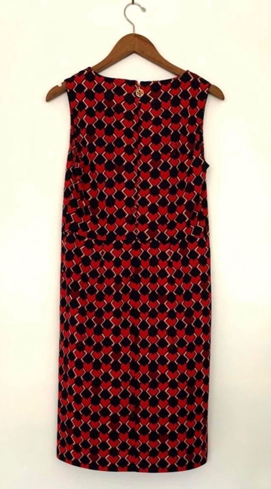 tory burch dress 8 red/navy poly blend. Sleeveless