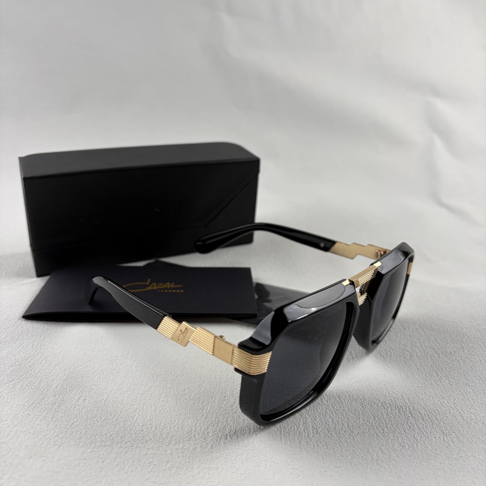 Cazal Sunglasses Black Crystal & Gold Frame Black Lens Men’s Women’s Eyewear