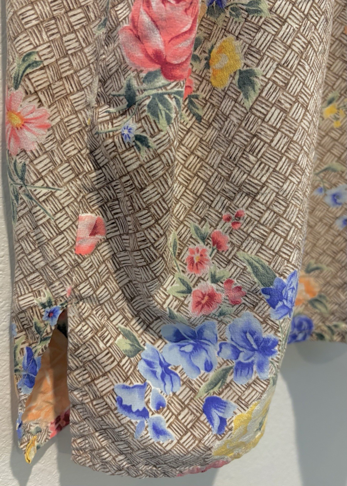 Vintage Diane VonFurstenberg 1X Blouse Top Silk Button Up Floral Tropical Resort