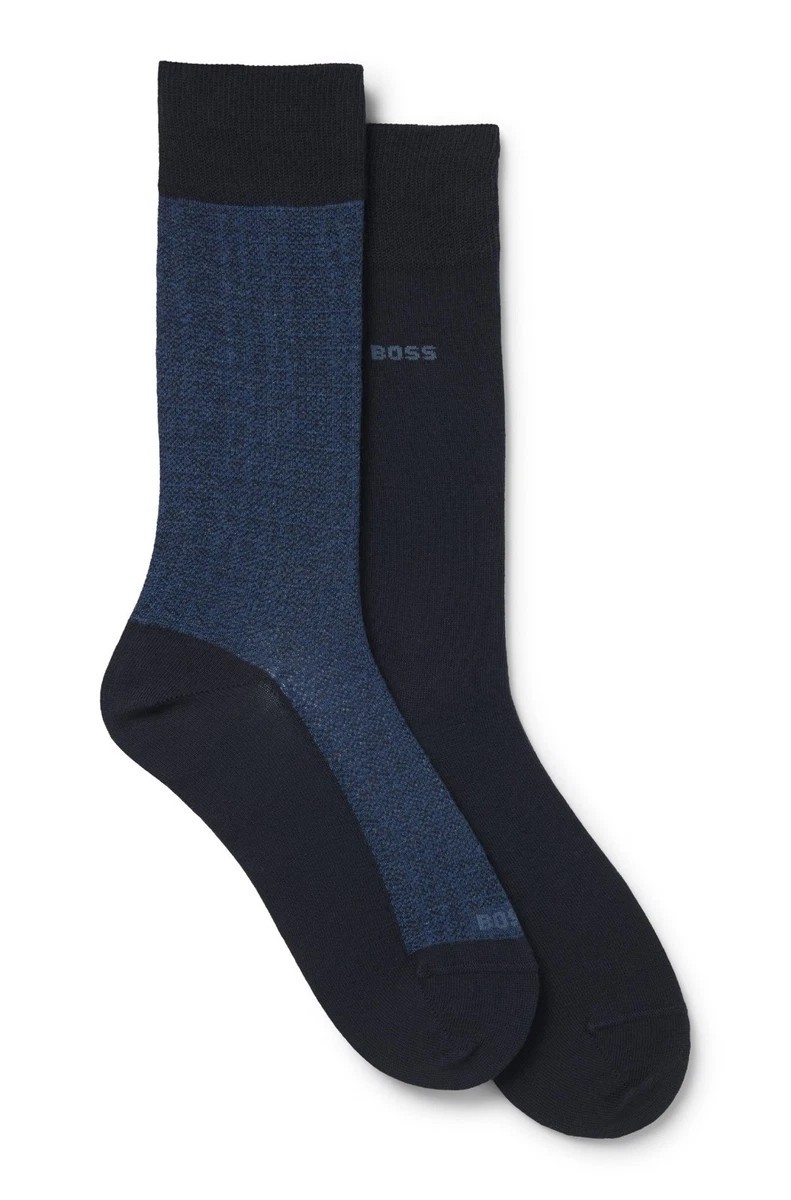 HUGO BOSS | Mens 2 PAIRS Navy Blue Casual Formal Socks | Size UK 5½-8 EU 39-42