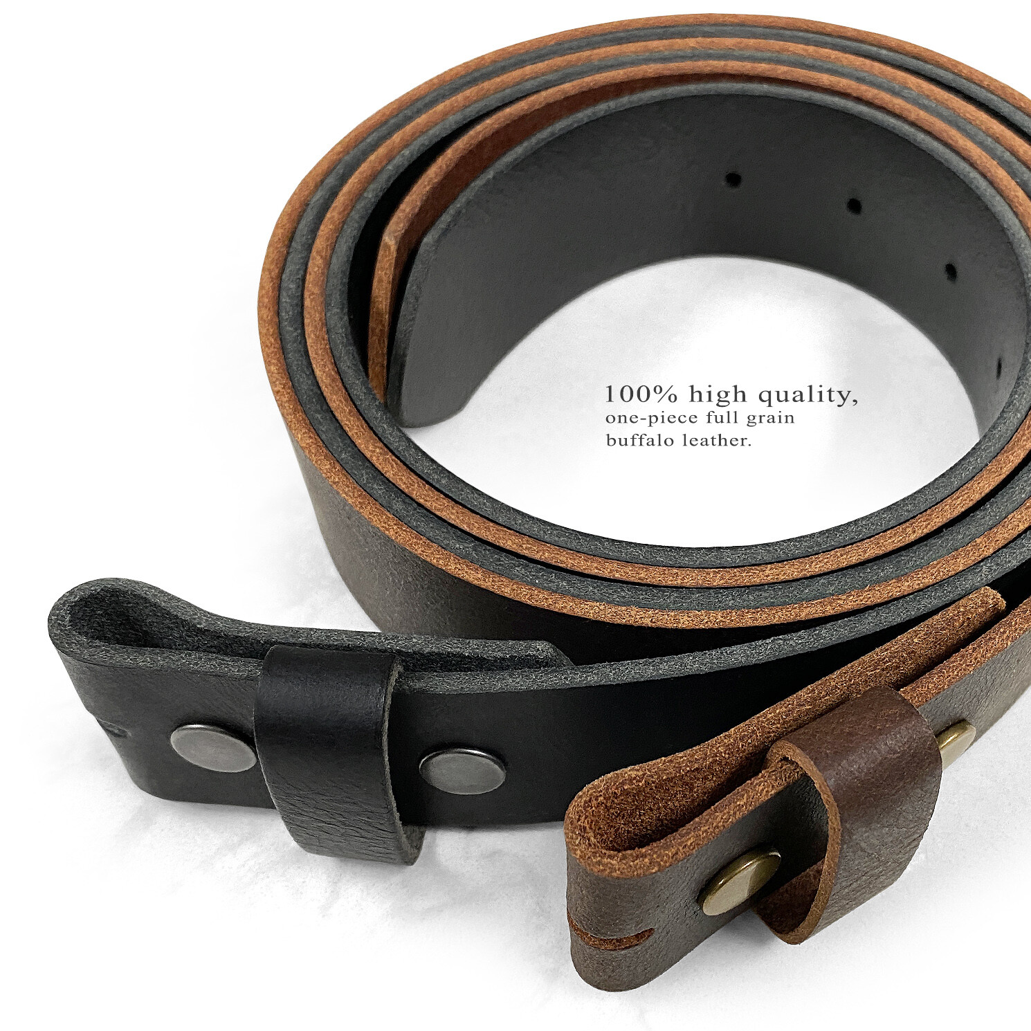 Big and Tall Belt One Piece Full Leather Belt Strap 1-1/2″ wide Up to size 60″