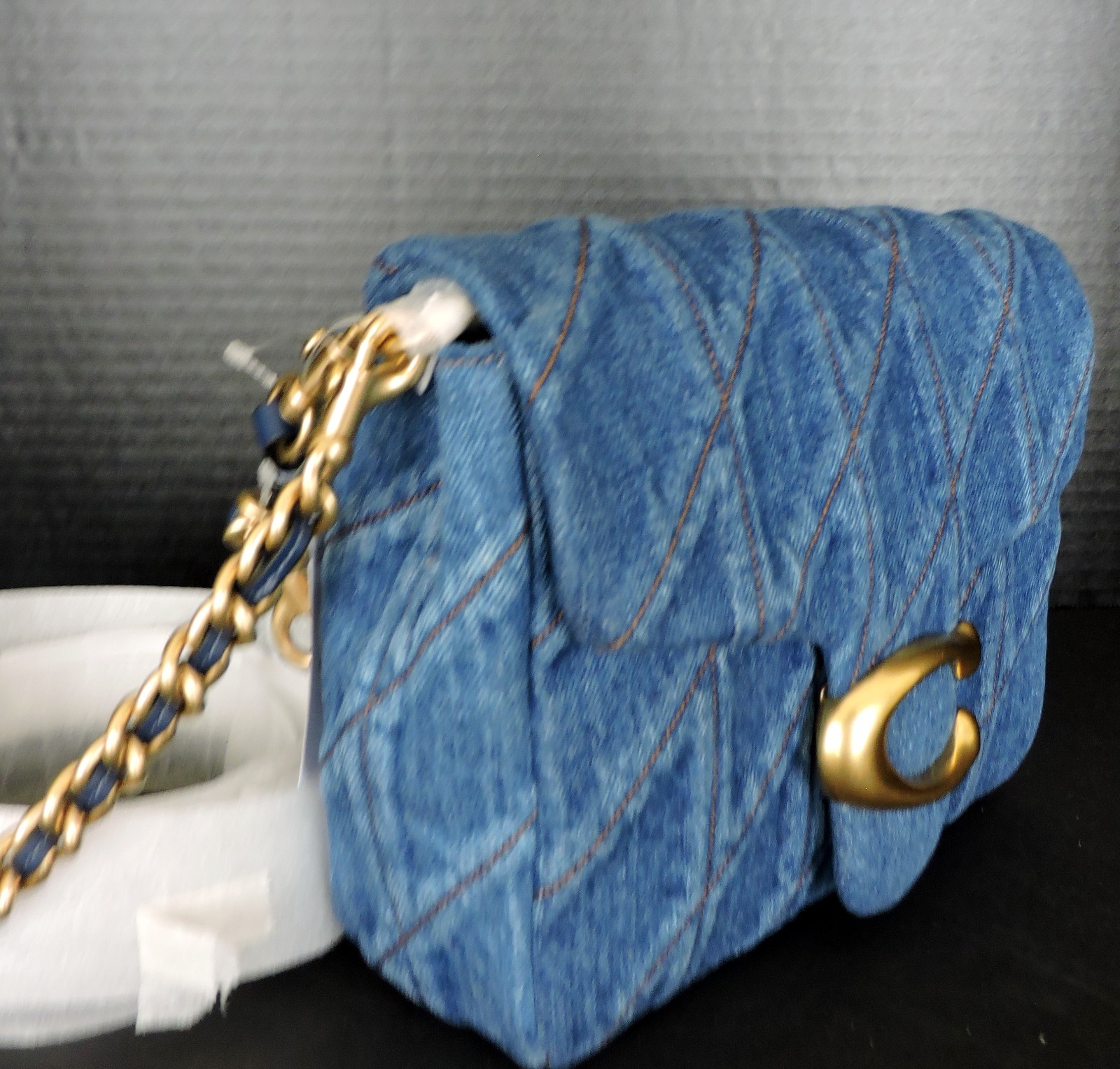 Coach Times Square Tabby Quilted Denim Deep Blue Shoulder Crossbody Bag NWT