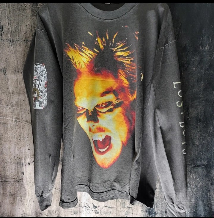 CUSTOM LOST BOYS LONG SLEEVE 4 SIDDED PRINT SHIRT LA APPAREL VINTAGE FADE
