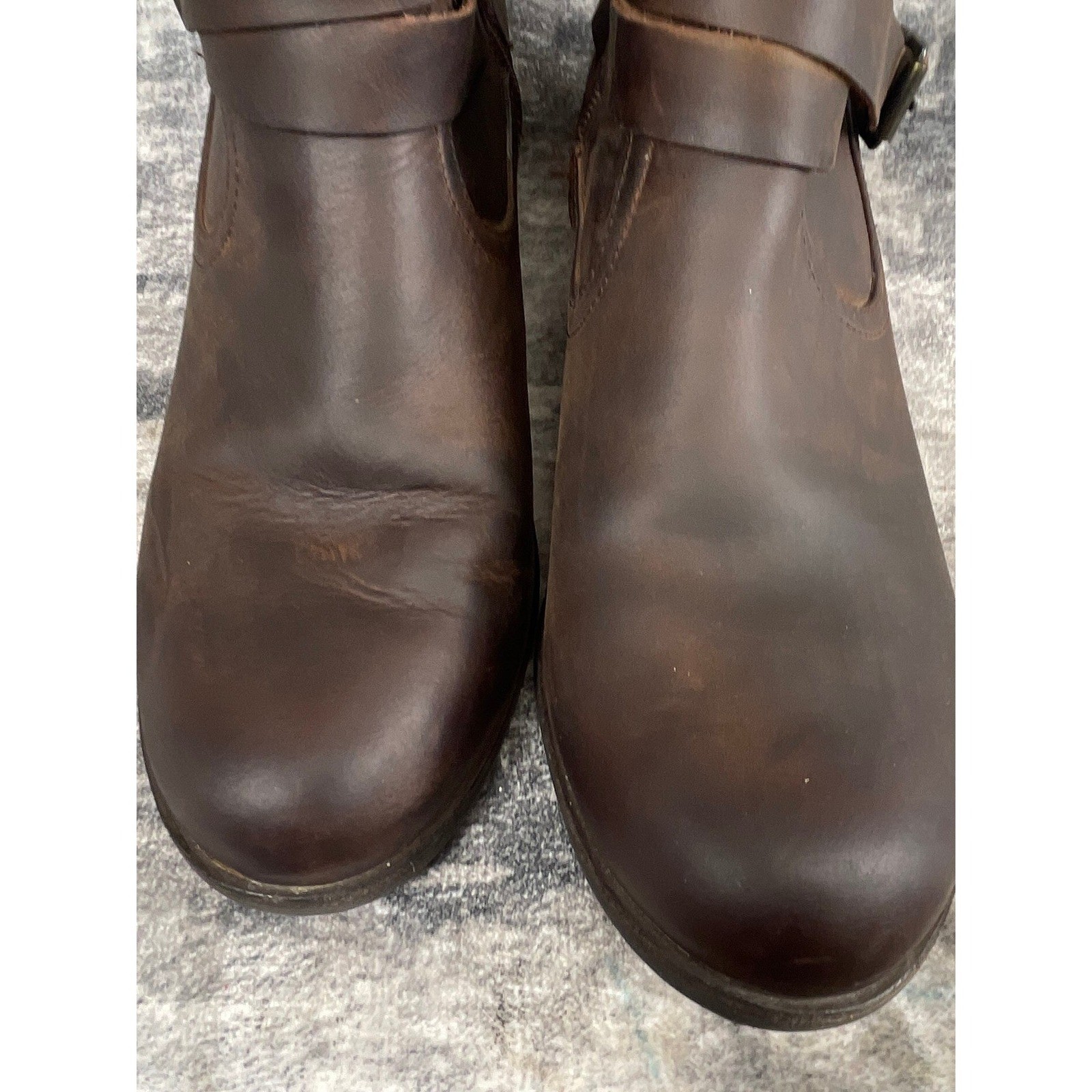 UGG Australia Womens 9 Lorraine Side Zip Biker Moto Harness Brown Boots Grunge