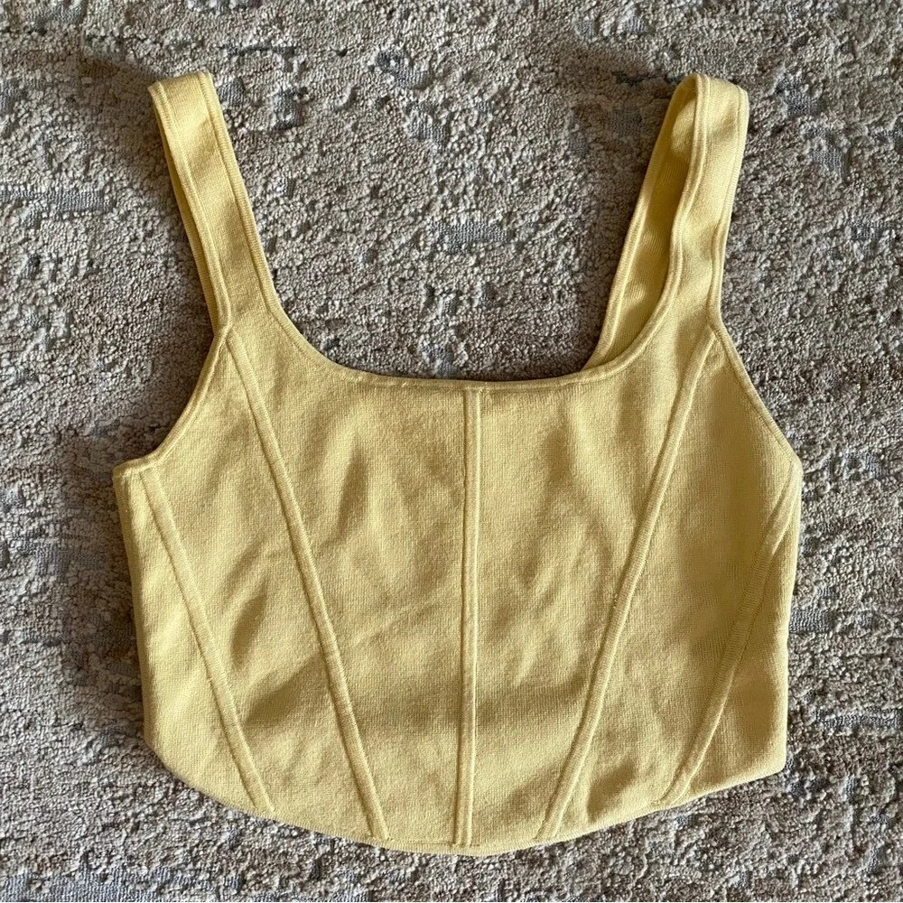Aritzia Wilfred Natalie Knit Bustier Tank Top Crop Wheat Yellow: XL