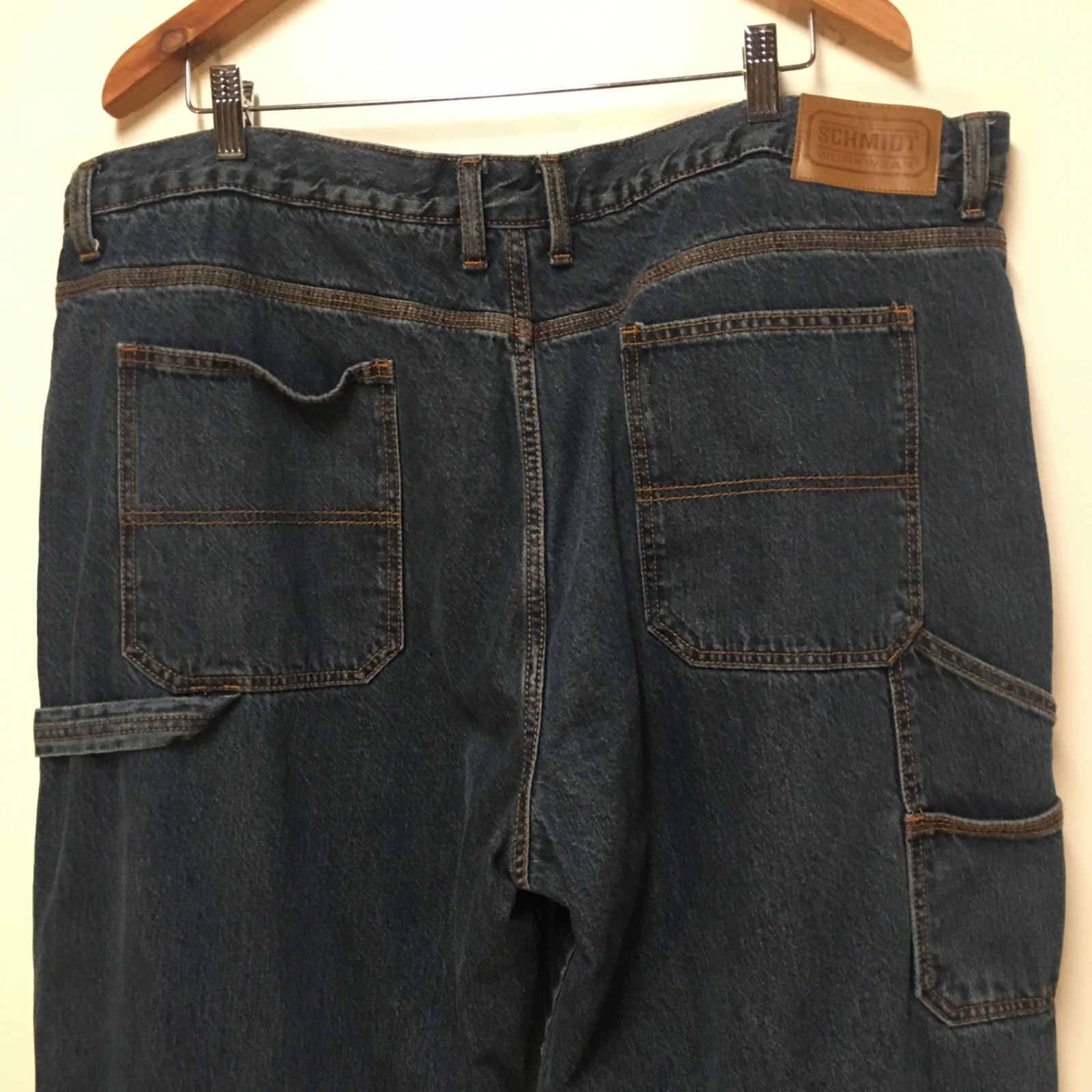 C.E. Schmidt Workwear Men 44×30 Jeans Blue Carpenter Loop Fleece Lined Dark Wash