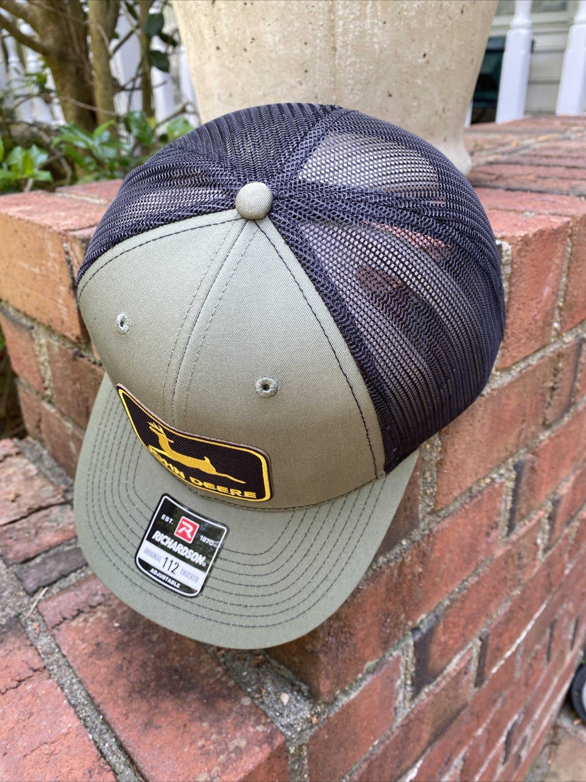 Vintage John Deere patch on Richardson 112 Snapback Trucker Hat Cap