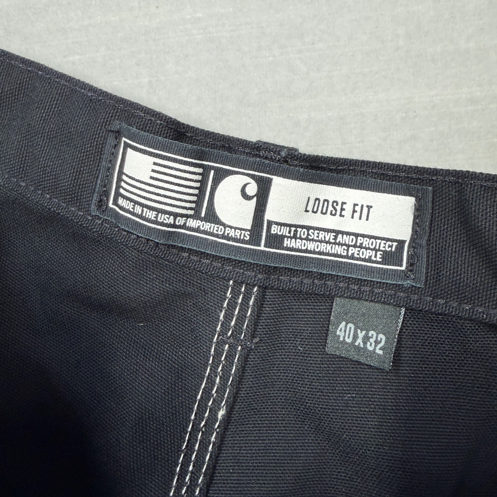 Carhartt Double Knee Pants Mens 40×32 Black Loose Fit Original Canvas B01 BLK