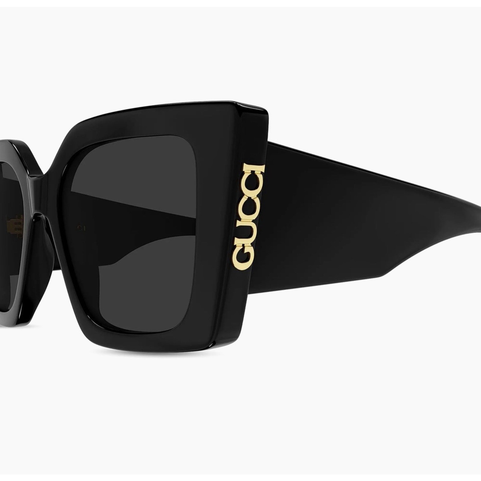 GUCCI GG2039S 001 Black Gold Grey Gradient Lens Women Sunglasses Large AUTHENTIC