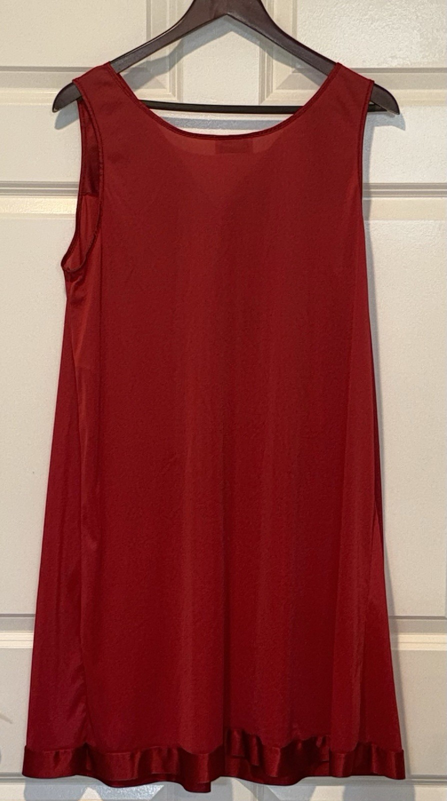 Vintage Vanity Fair Red Nylon Full Slip w/ Lace Accents, Women’s Size L