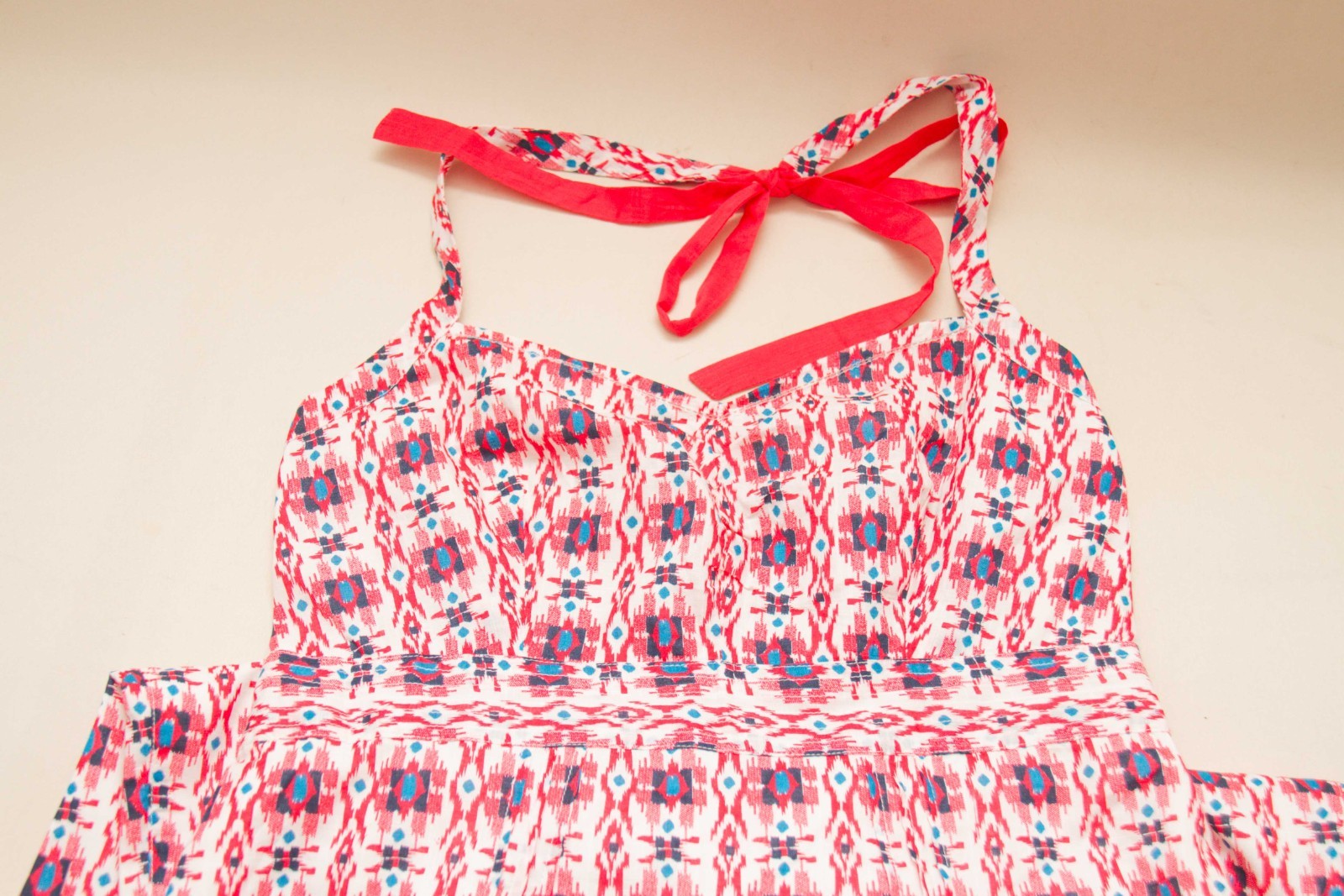 White Stuff Pink Blue White Calypso Print Cotton Sun Maxi Dress UK 10