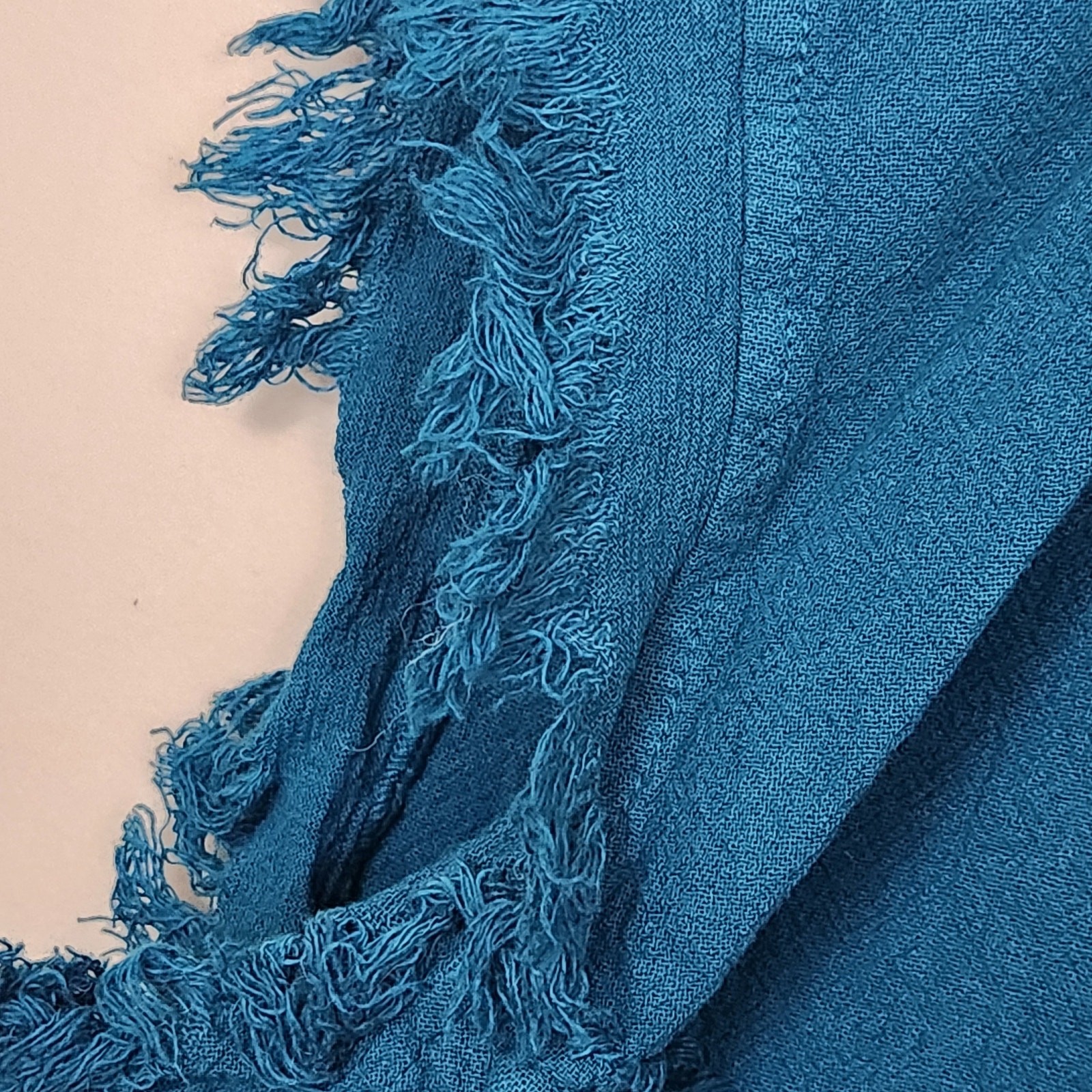 Oh My Gauze Teal 100% Cotton Boho Lagenlook Fringe Poncho Top Tunic One SZ Artsy