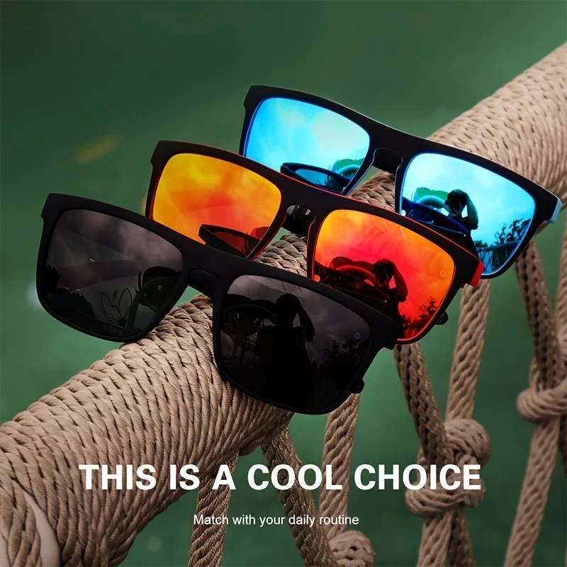 Square Polarized Sunglasses Men Women Outdoor Sports Driving Golfing