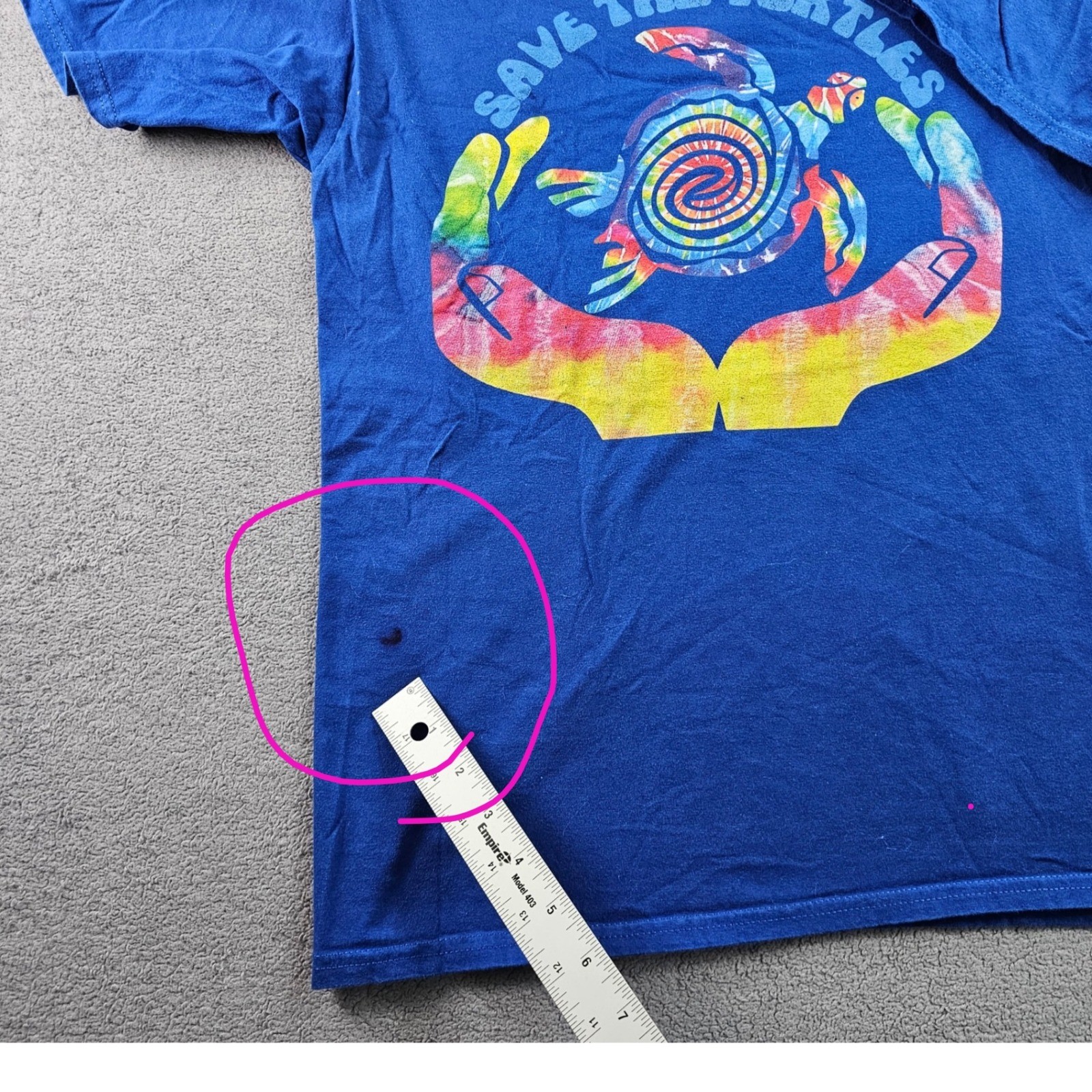 Port & Company T-Shirt Youth M Blue Save The Turtles Graphic Crew Neck Pullover