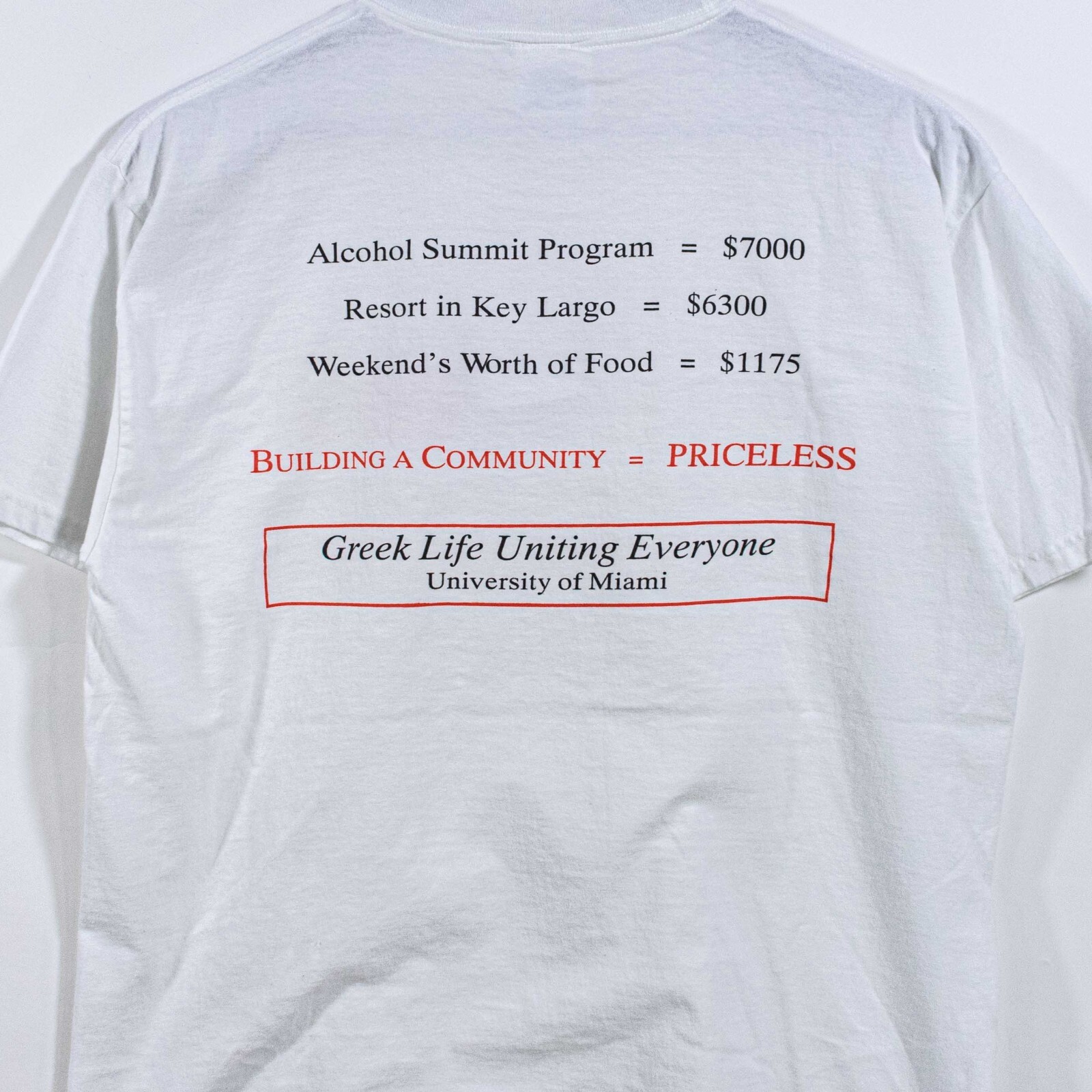 University of Miami GLUE Greek Life T-Shirt Medium UM Canes Frat Sorority Y2K