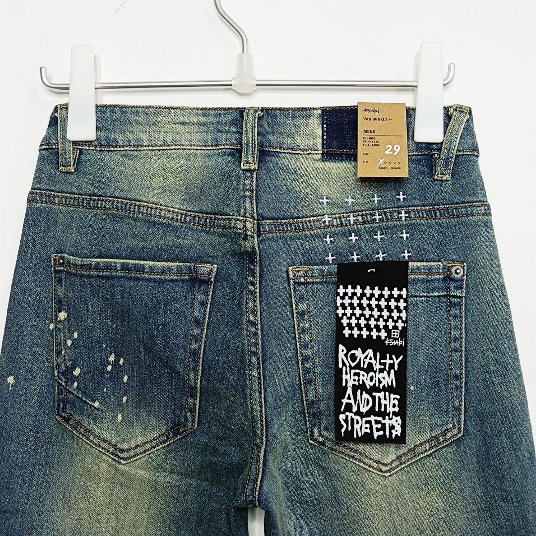KSUBI Men’s Blue Distressed Slim Straight Cotton Fashion Jeans size 32 KJ24
