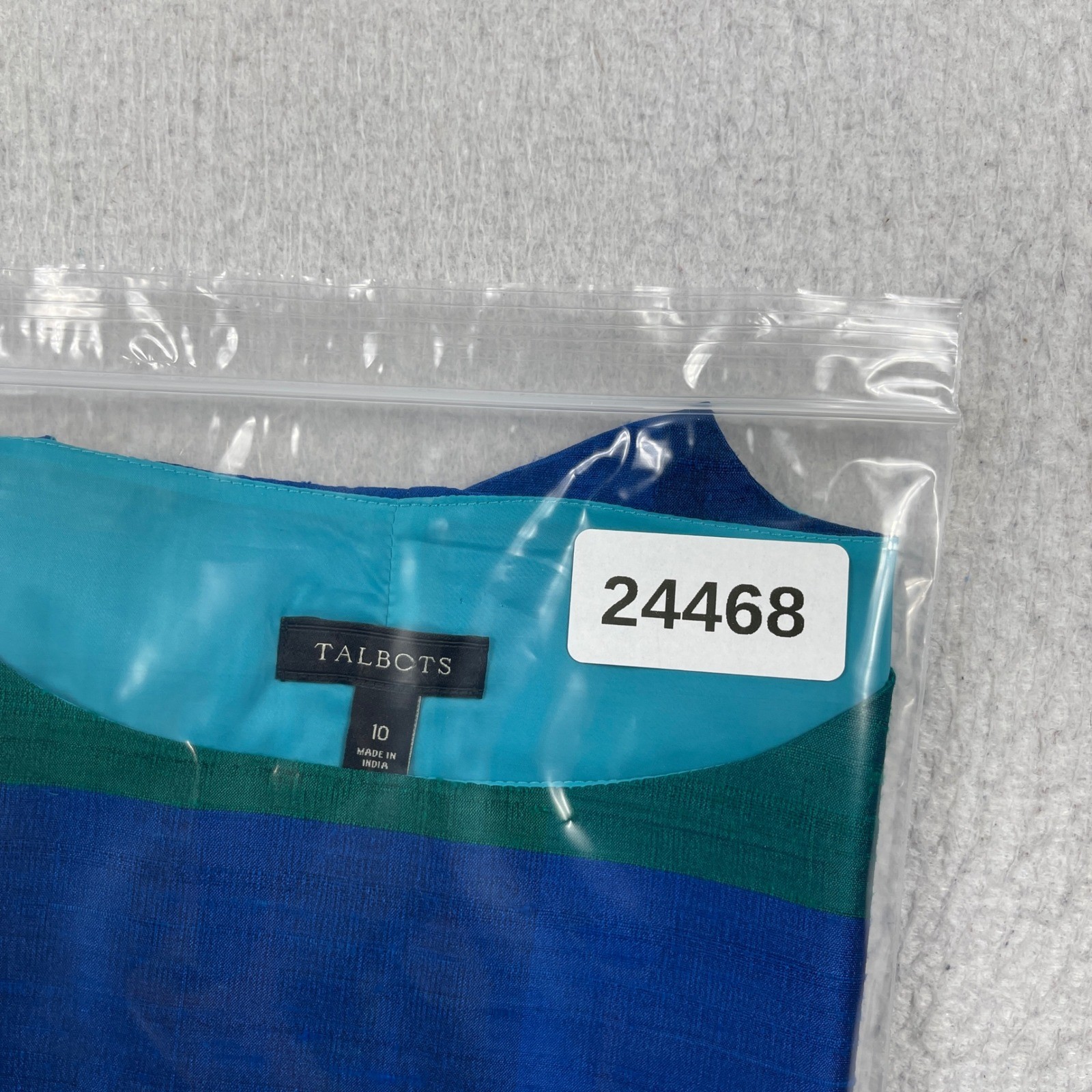 Talbots Silk Shell Top Womens 10 Blue Green Striped Sleeveless Boat Neck Blouse