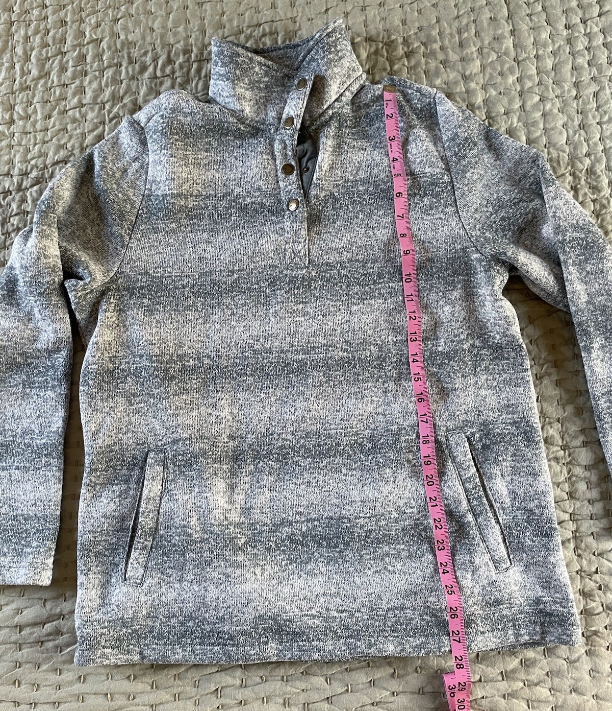 Womens Natural Reflections Green 1/4 Snap Long Sleeve Pullover – Size M