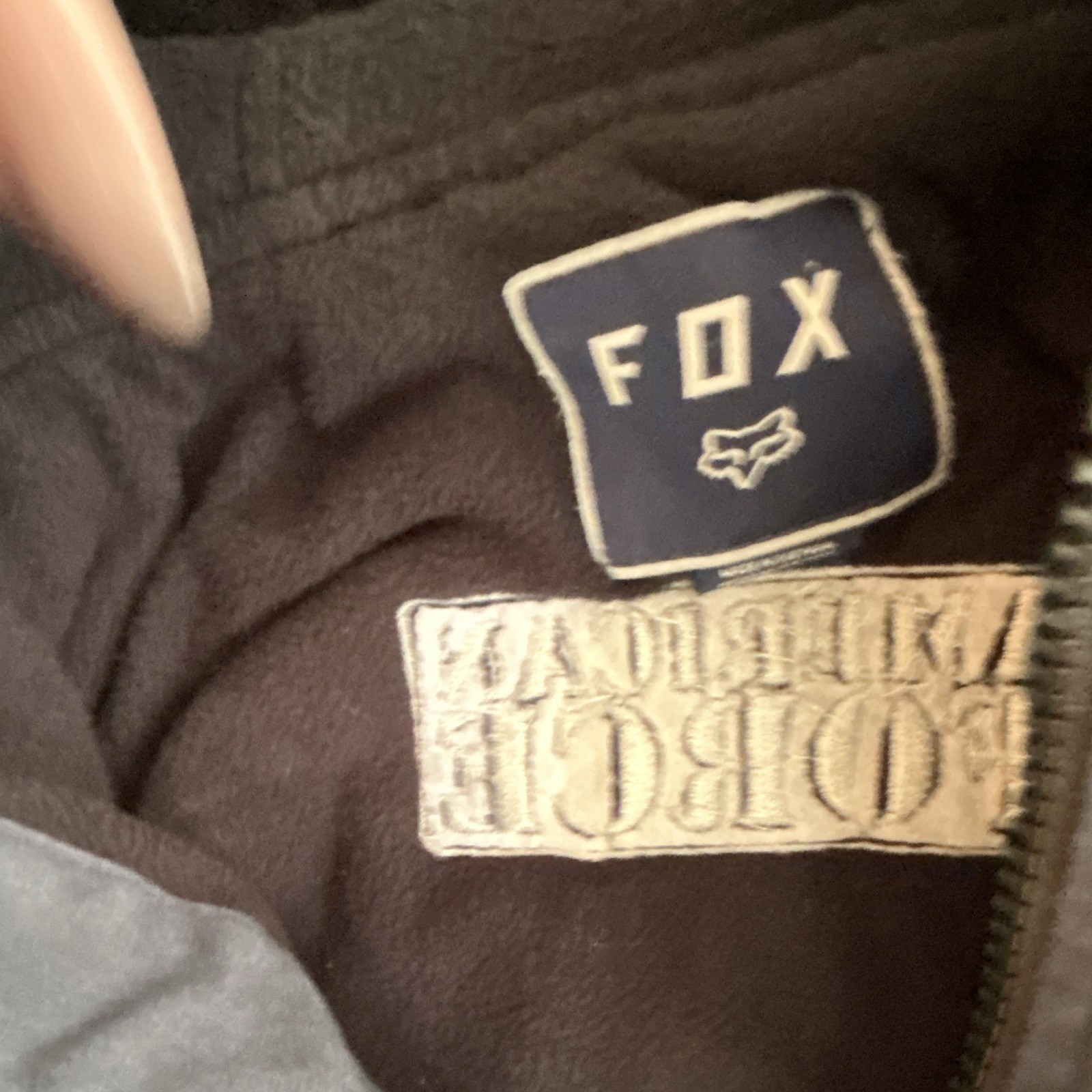 FOX Men’s Blue Hooded Jacket Full Zip Logo Embroidered Size L