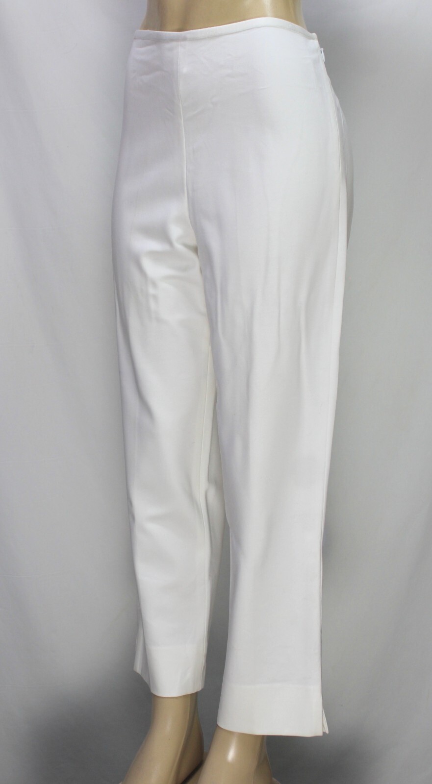 Leggiadro Ankle Pants Side Zip Closure Straight Leg Stretch Off White Size 12
