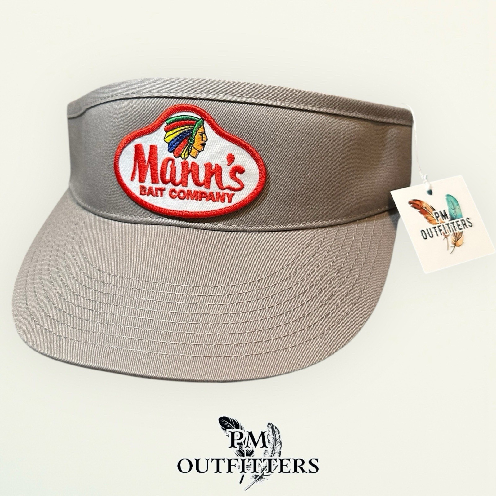 Mann’s Bait Company Visor Decky Gray Retro Patch High Crown Fishing Lures