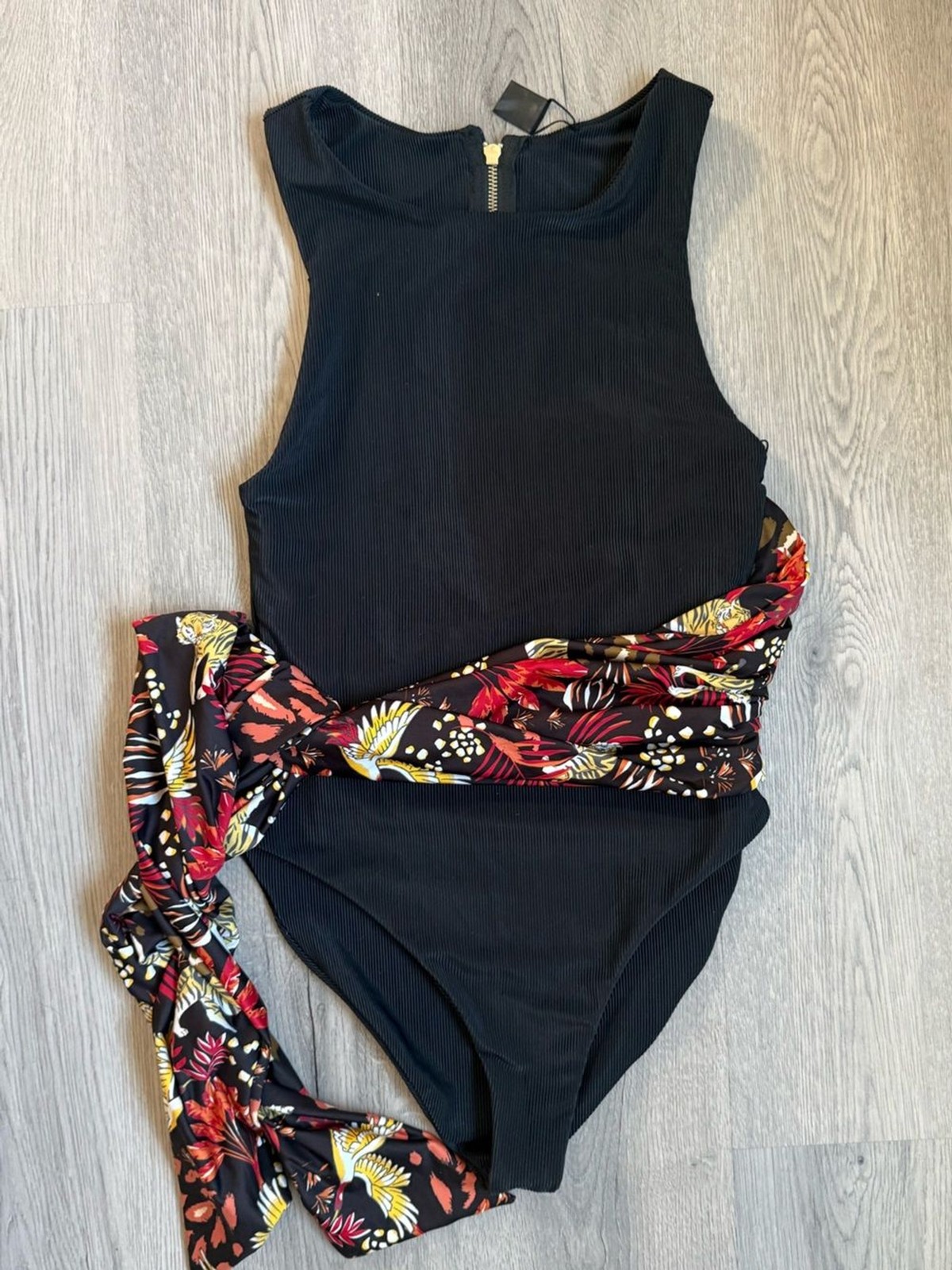 SAME Los Angeles Black One Piece Ribbed Swimsuit