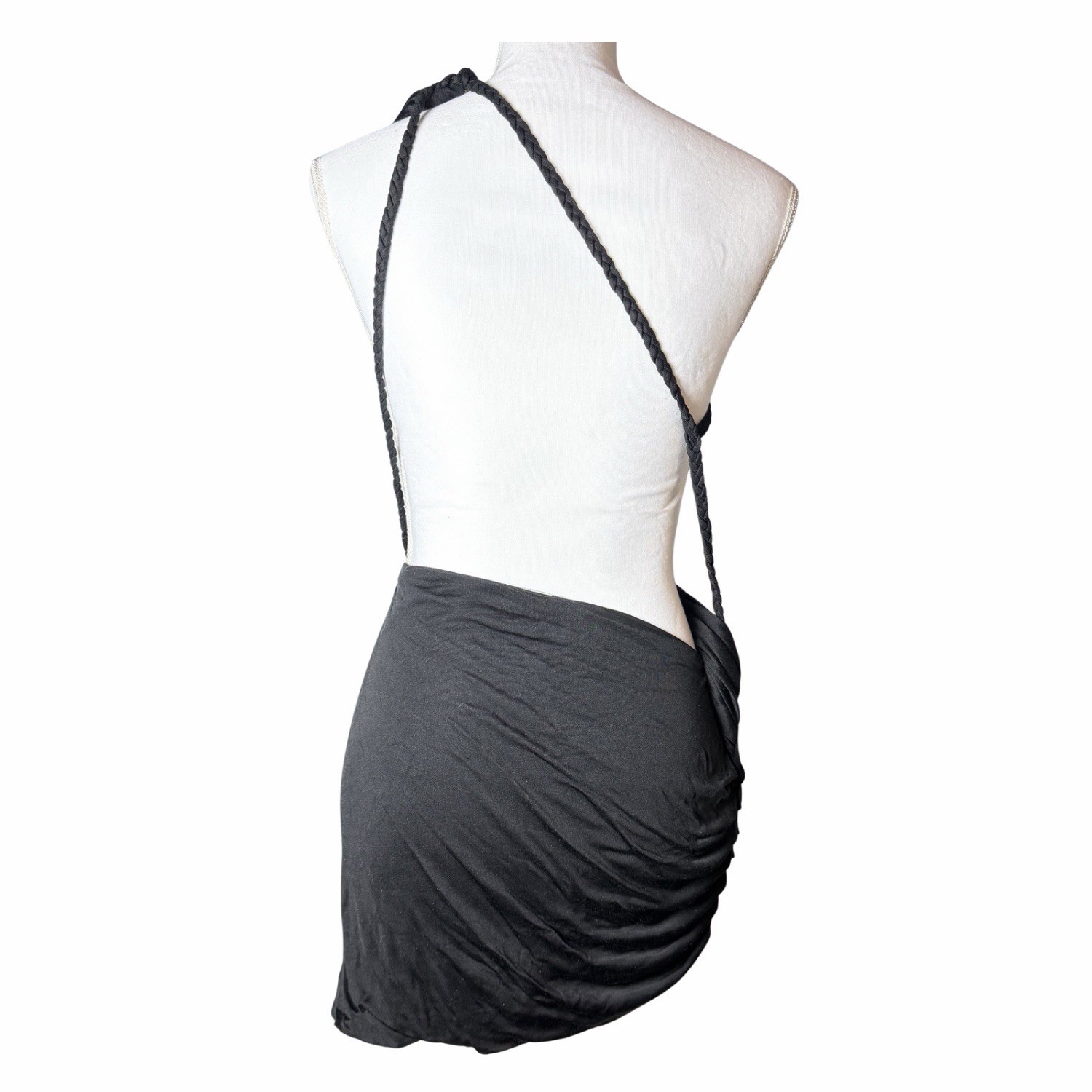 Retrofete Wrap Mini Dress Braided Straps Black Women’s size S