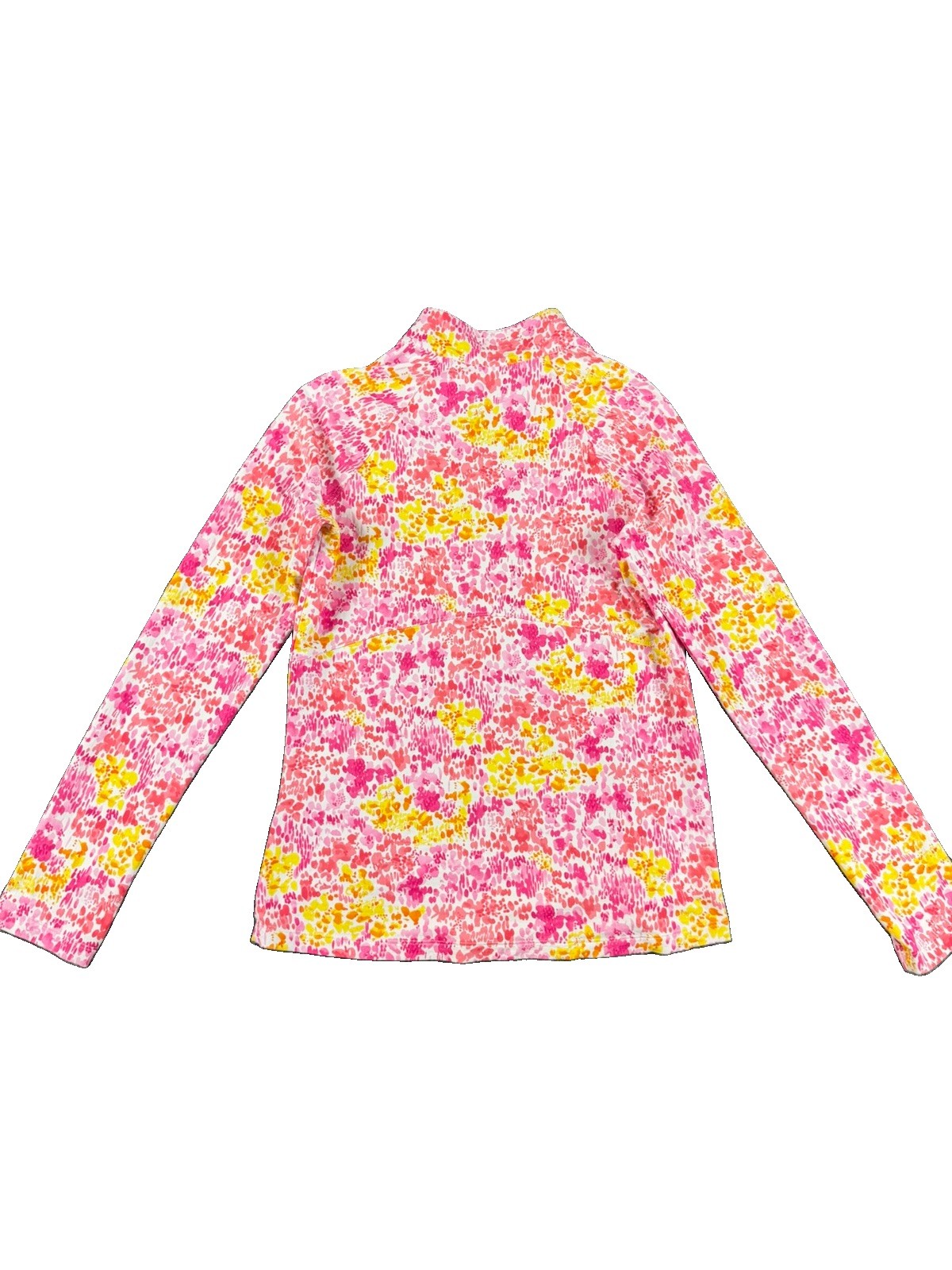 Ibkul Women’s Knit Fabric Jacket Size M Pink Yellow Splash Splatter Athletic