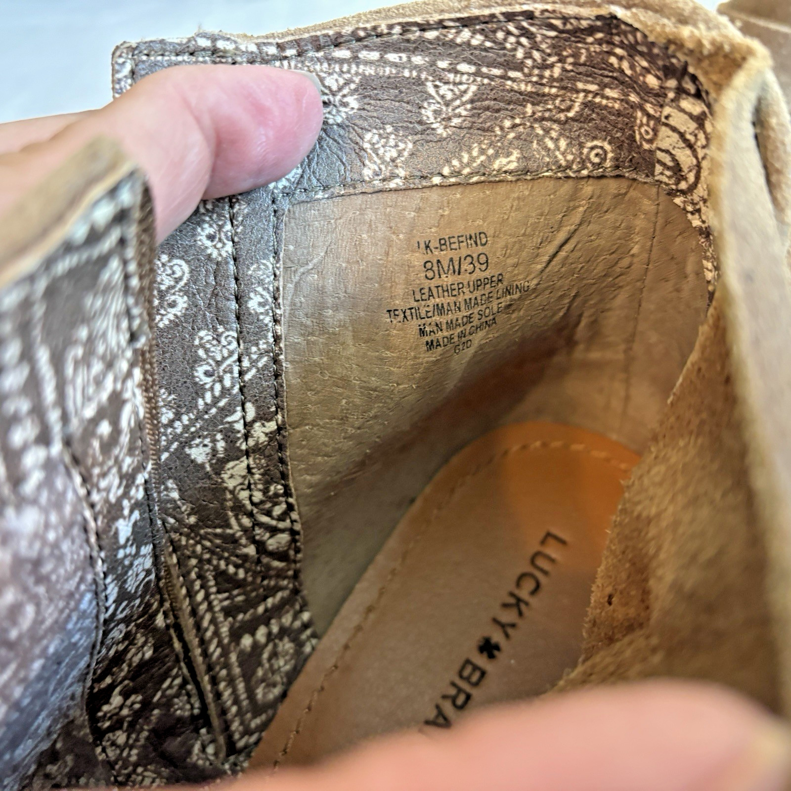 Lucky Brand Befind Booties Leather Tan Size 8 Ankle Boots