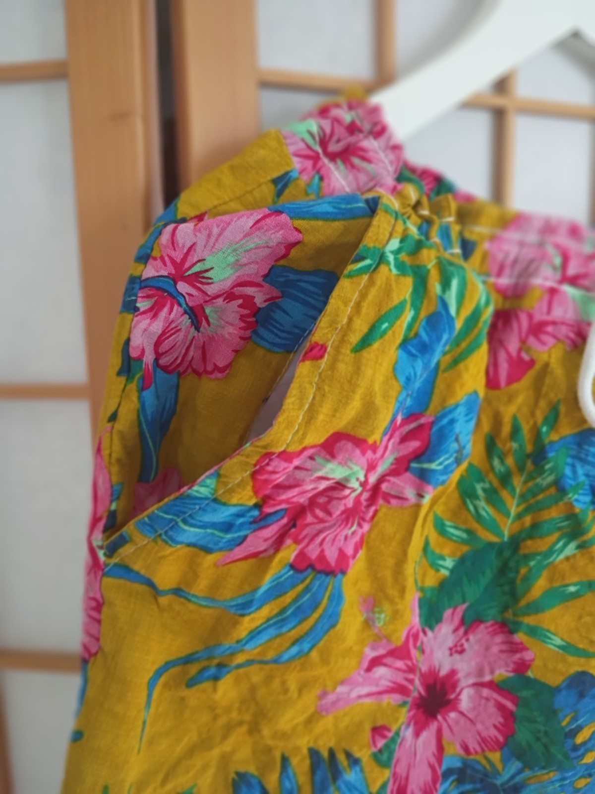 Mustard Yellow JOGAL Multi-Color Hawaiian Floral Shorts XXL