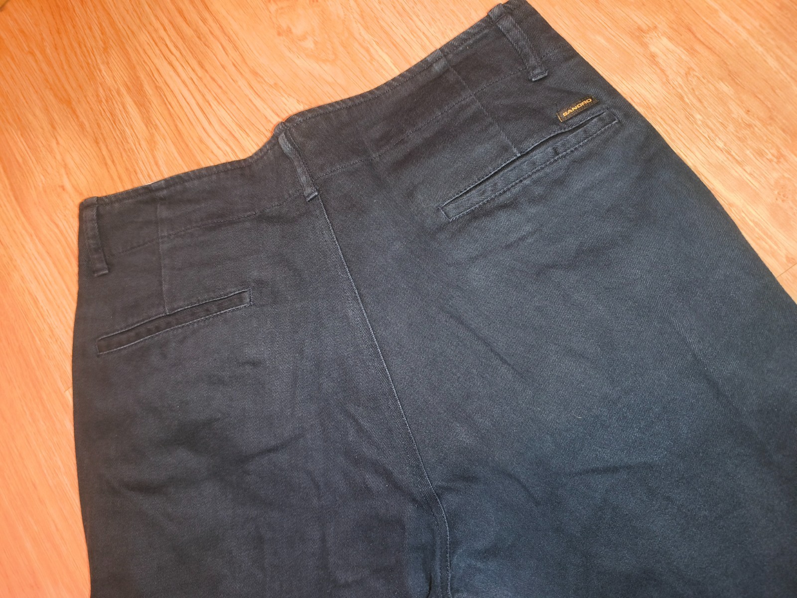 Sandro Paris Men’s Navy Blue Chino Pants Size 44 Cotton Blend Button Fly Slim
