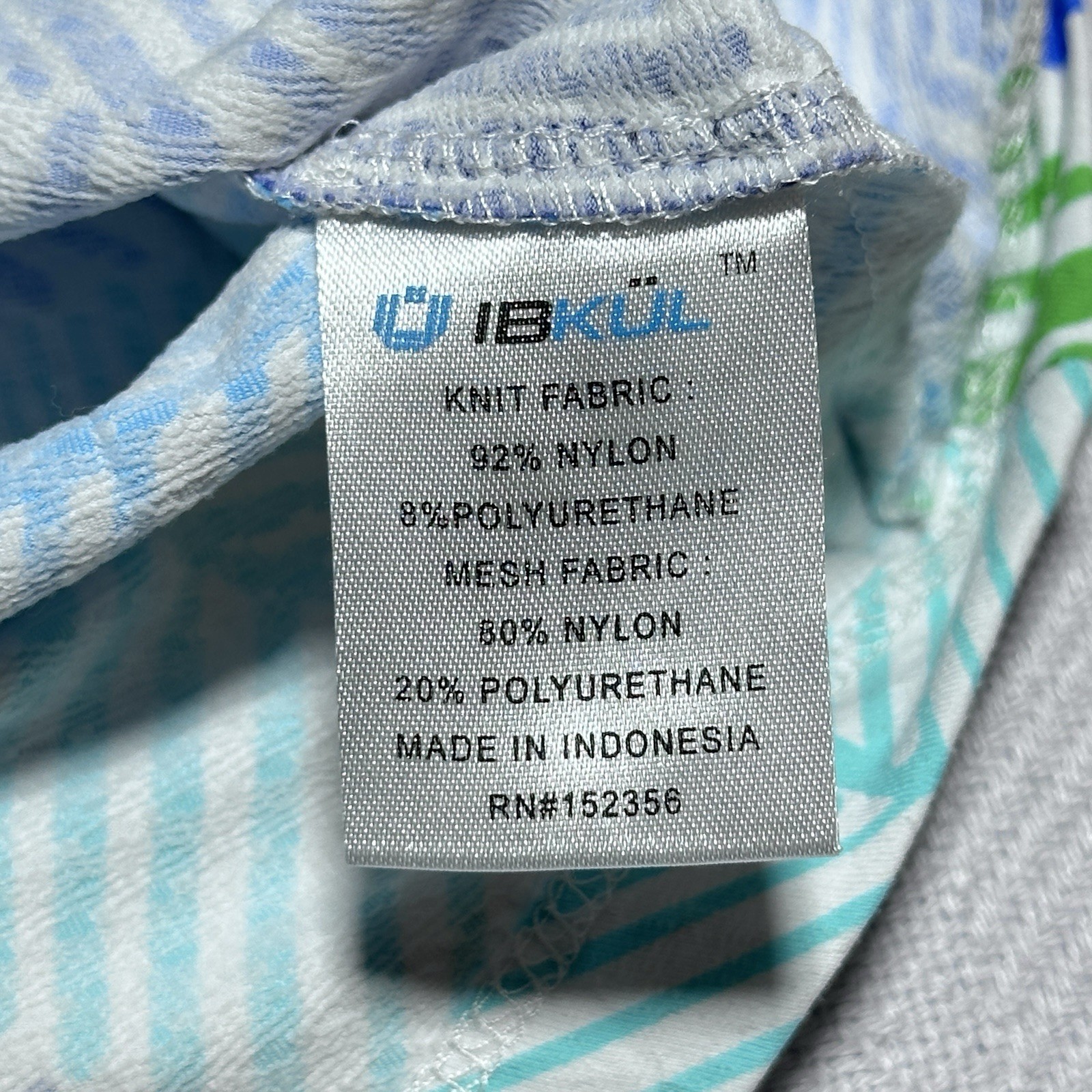 IBKUL Top Womens Small 1/4 Zip Tropical Palm Leaf Print Mesh Performance Active