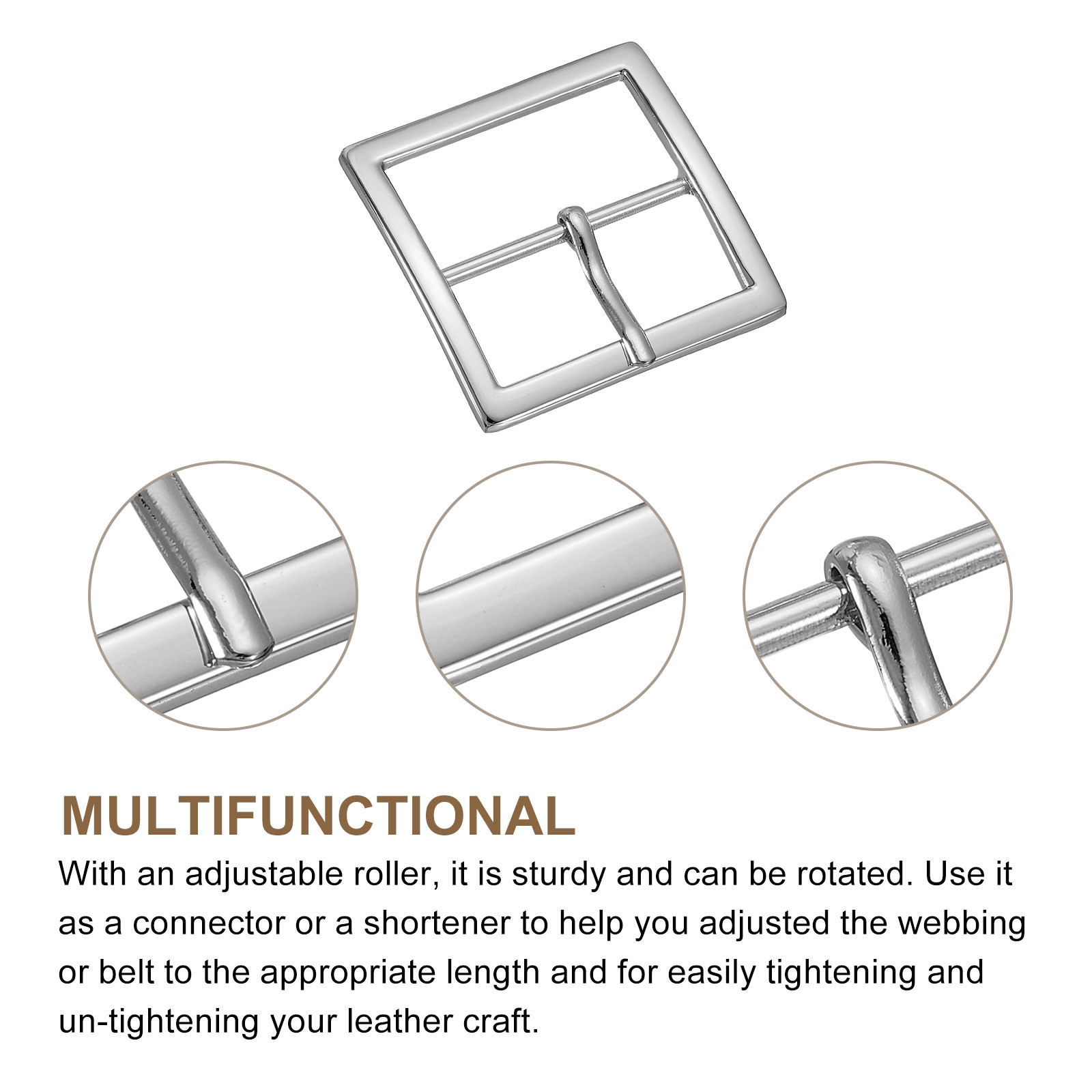 1.5″ Single Prong Belt Buckle Square Center Bar Buckles for Belt Silver